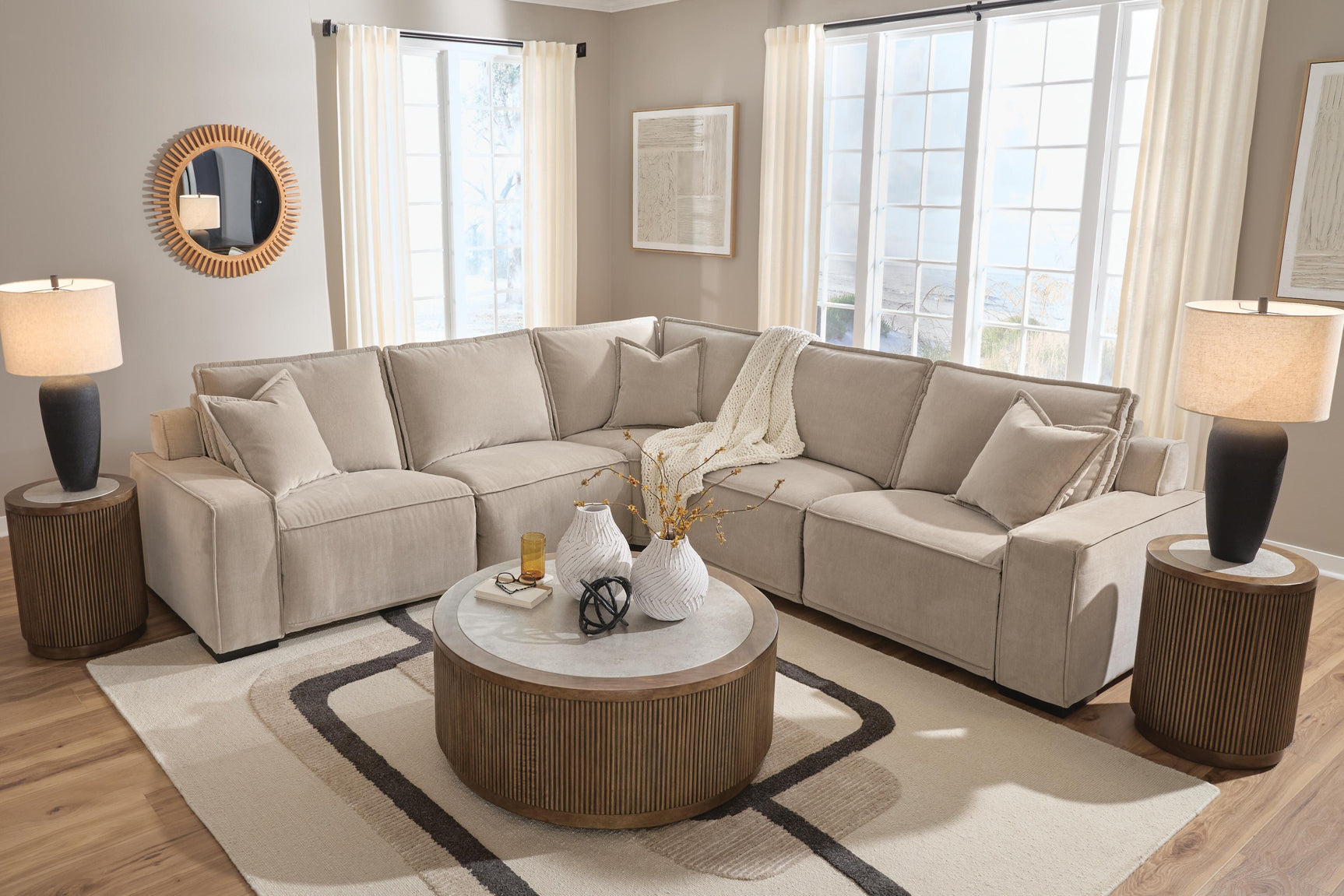 Carceri Cashmere 5-Piece Power Sectional Reclining Sofa - Ornate Home
