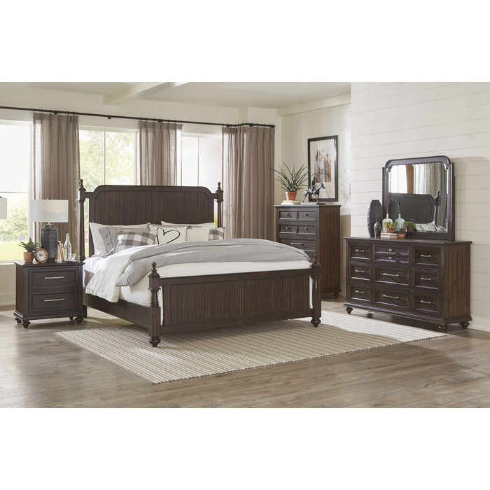 Cardano Driftwood Charcoal Queen Poster Bed - Ornate Home
