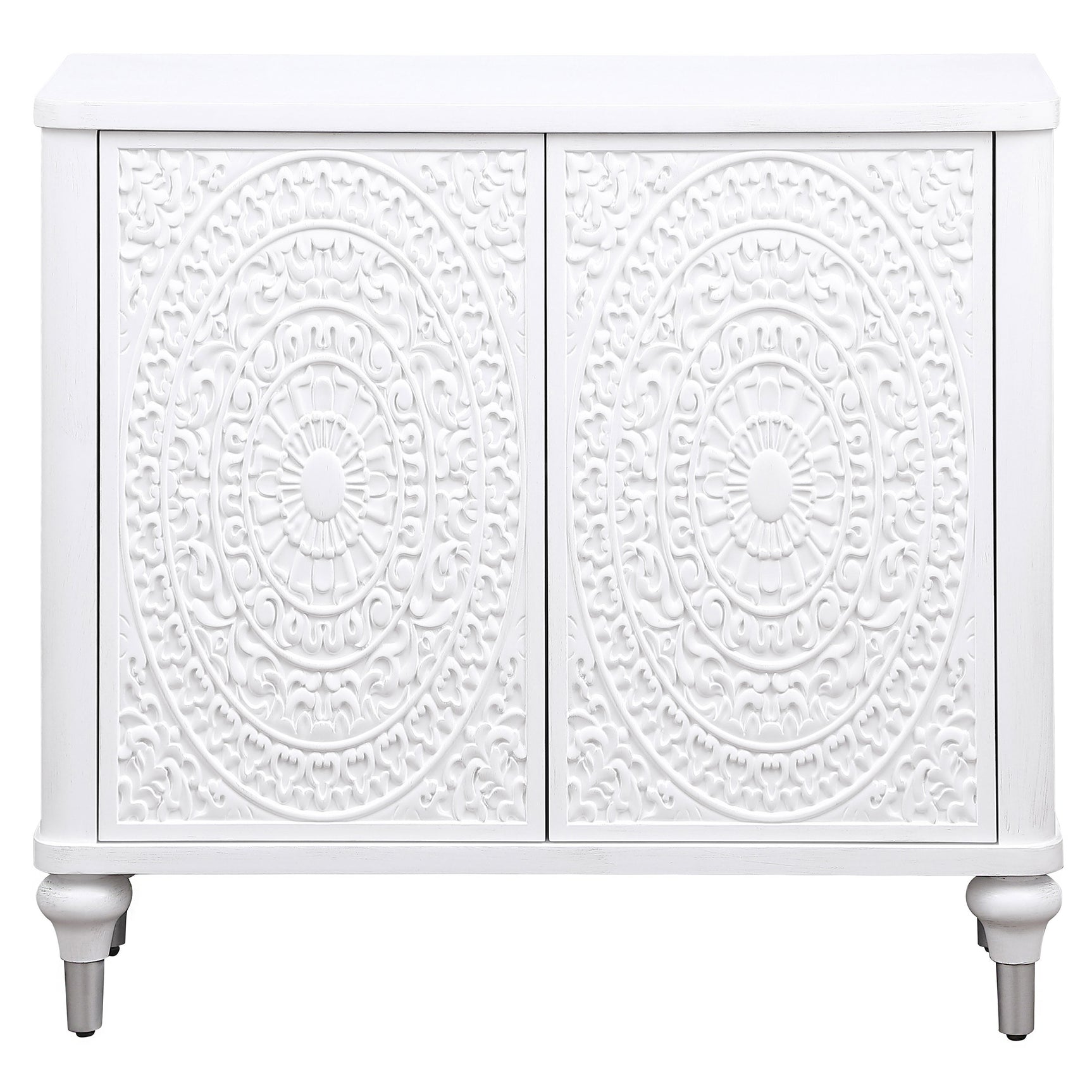 Cardella Distressed White Accent Cabinet - Ornate Home