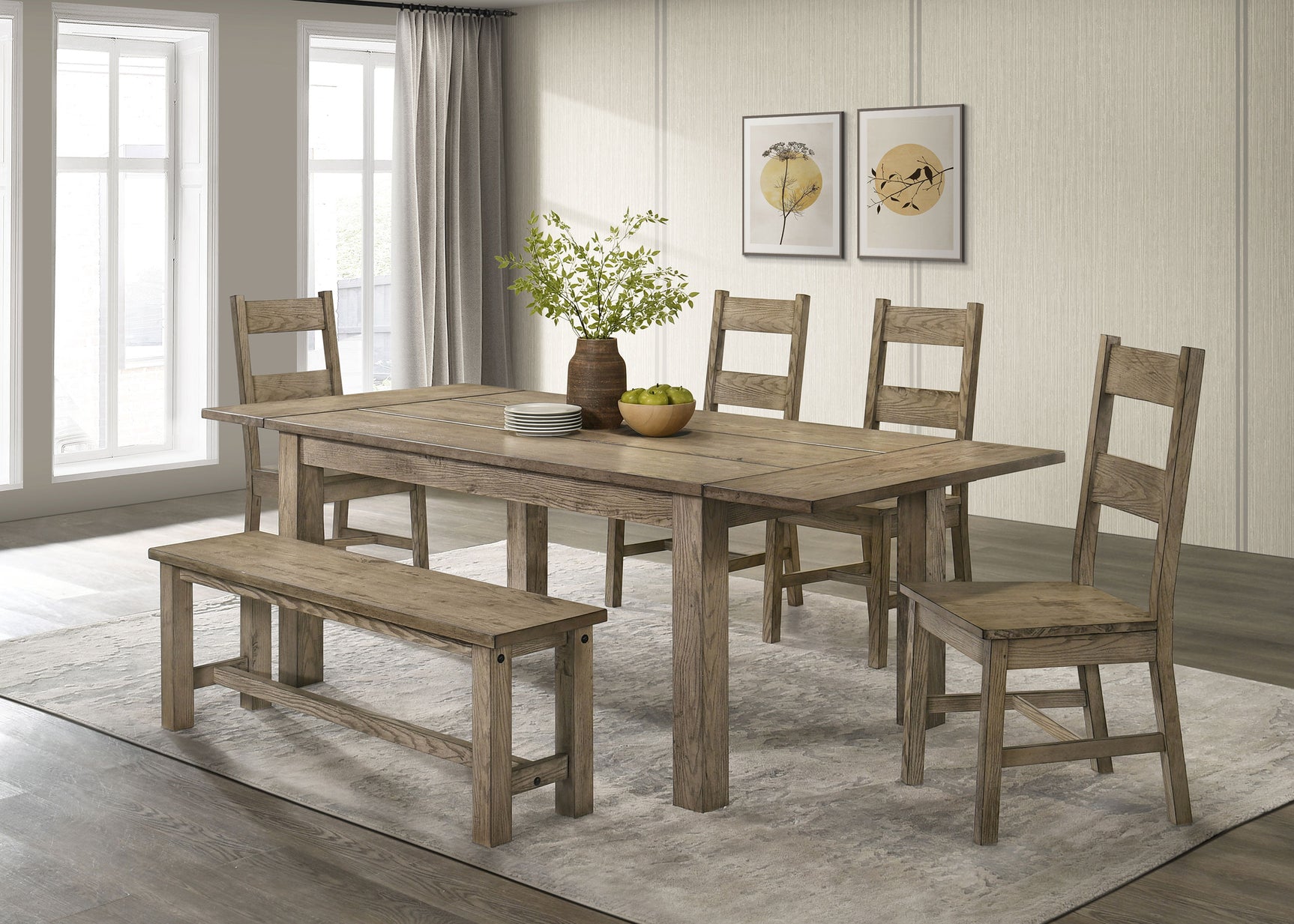 Cardova Vineyard Oak 87-inch Solid Wood Extension Dining Table - Ornate Home