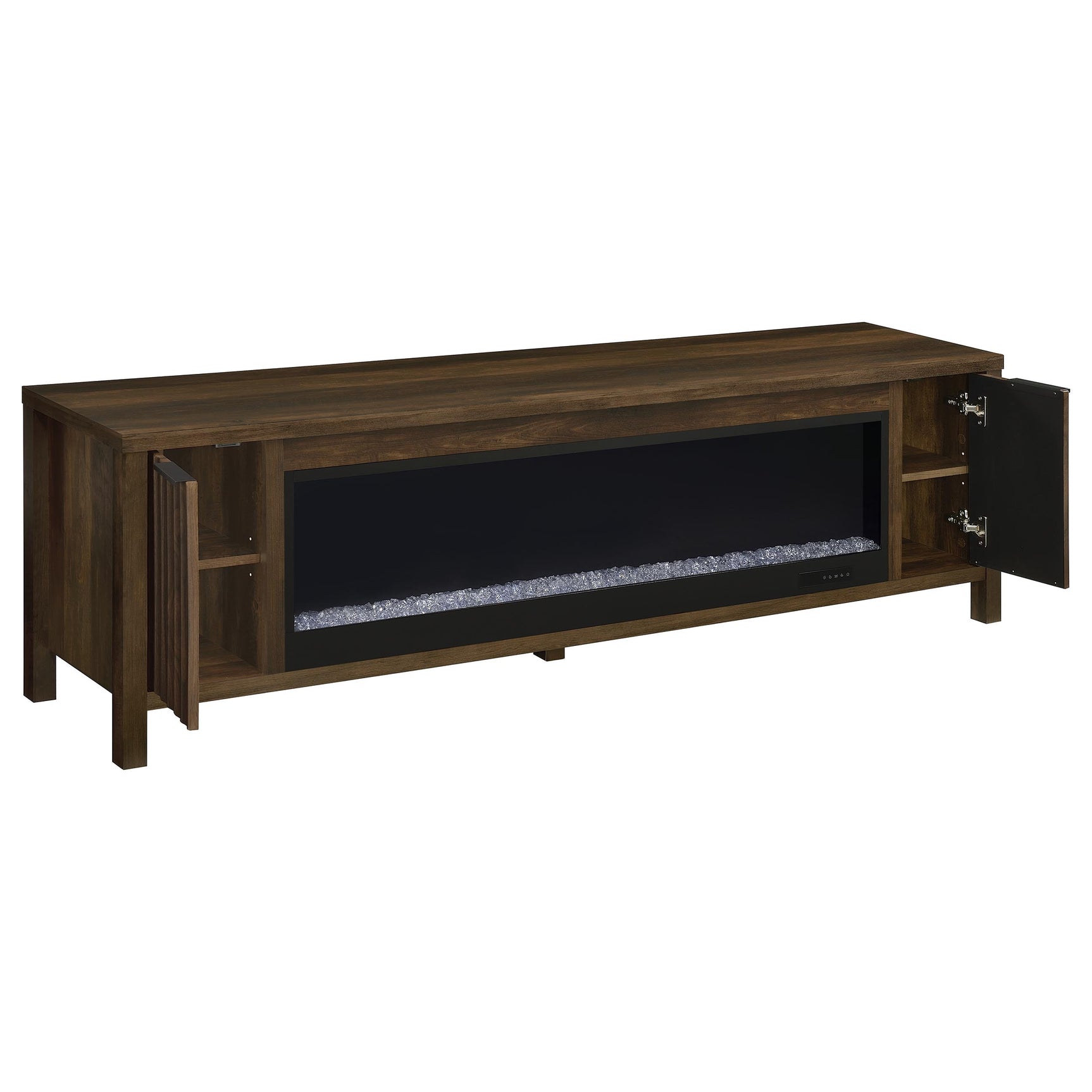 Carey Dark Pine 79-inch TV Stand Fireplace Media Console - Ornate Home