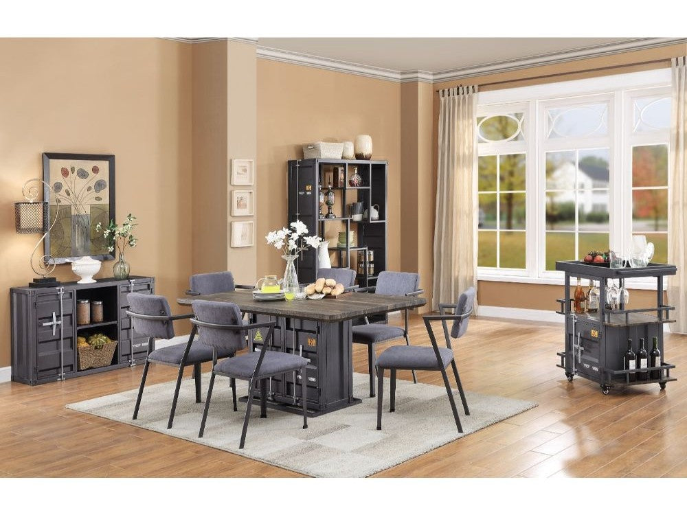 Cargo Antique Walnut & Gunmetal Dining Table - Ornate Home