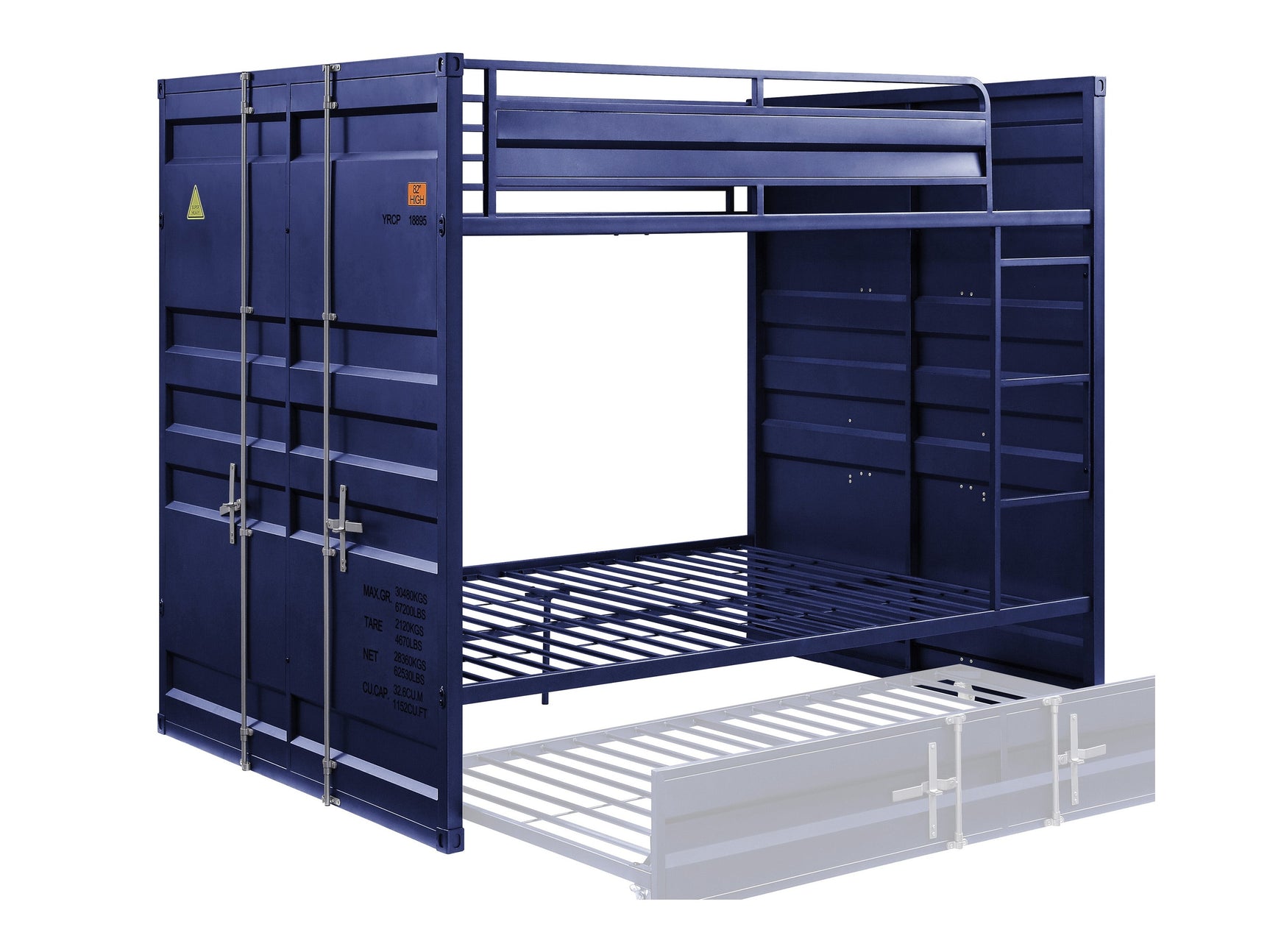 Cargo Blue Bunk Bed (Full/Full) - Ornate Home