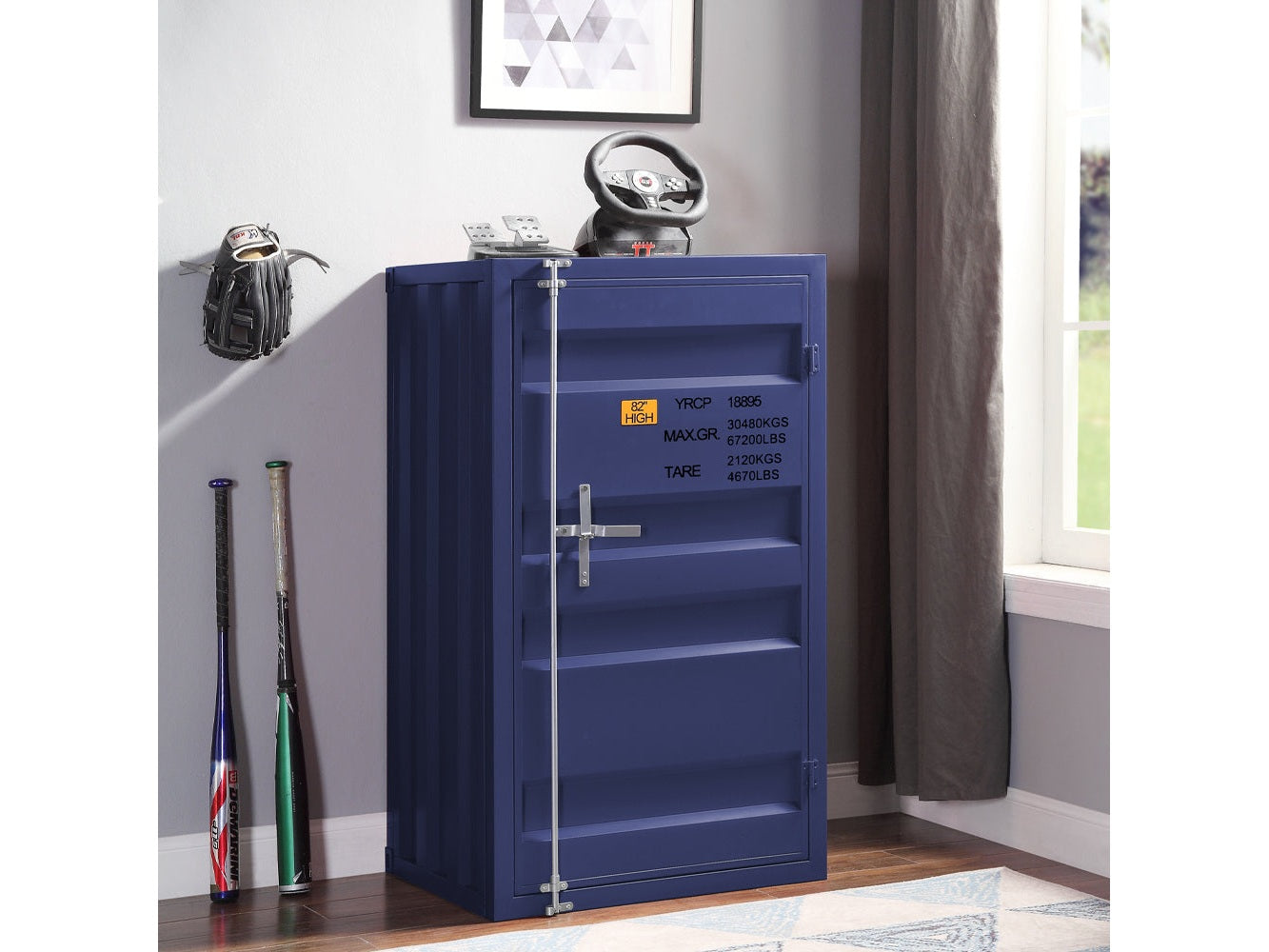 Cargo Blue Chest (Single Door) - Ornate Home