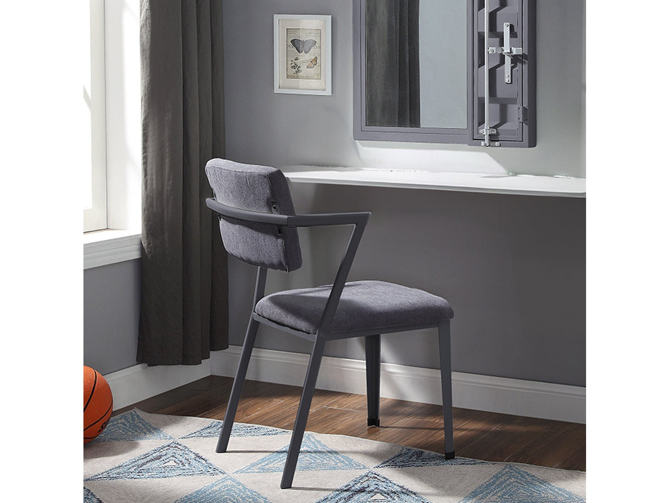 Cargo Gray Fabric & Gunmetal Chair - Ornate Home