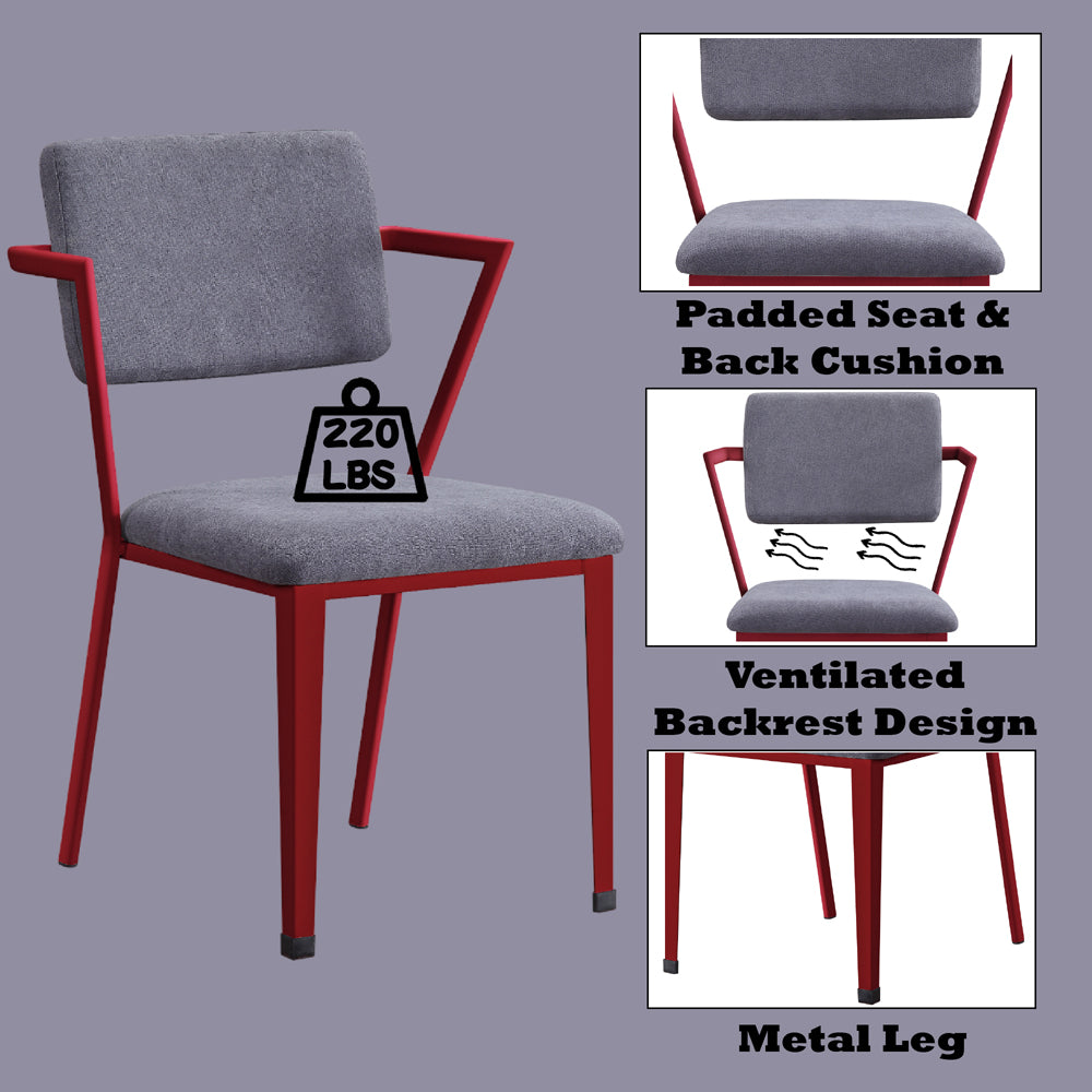 Cargo Gray Fabric & Red Chair - Ornate Home