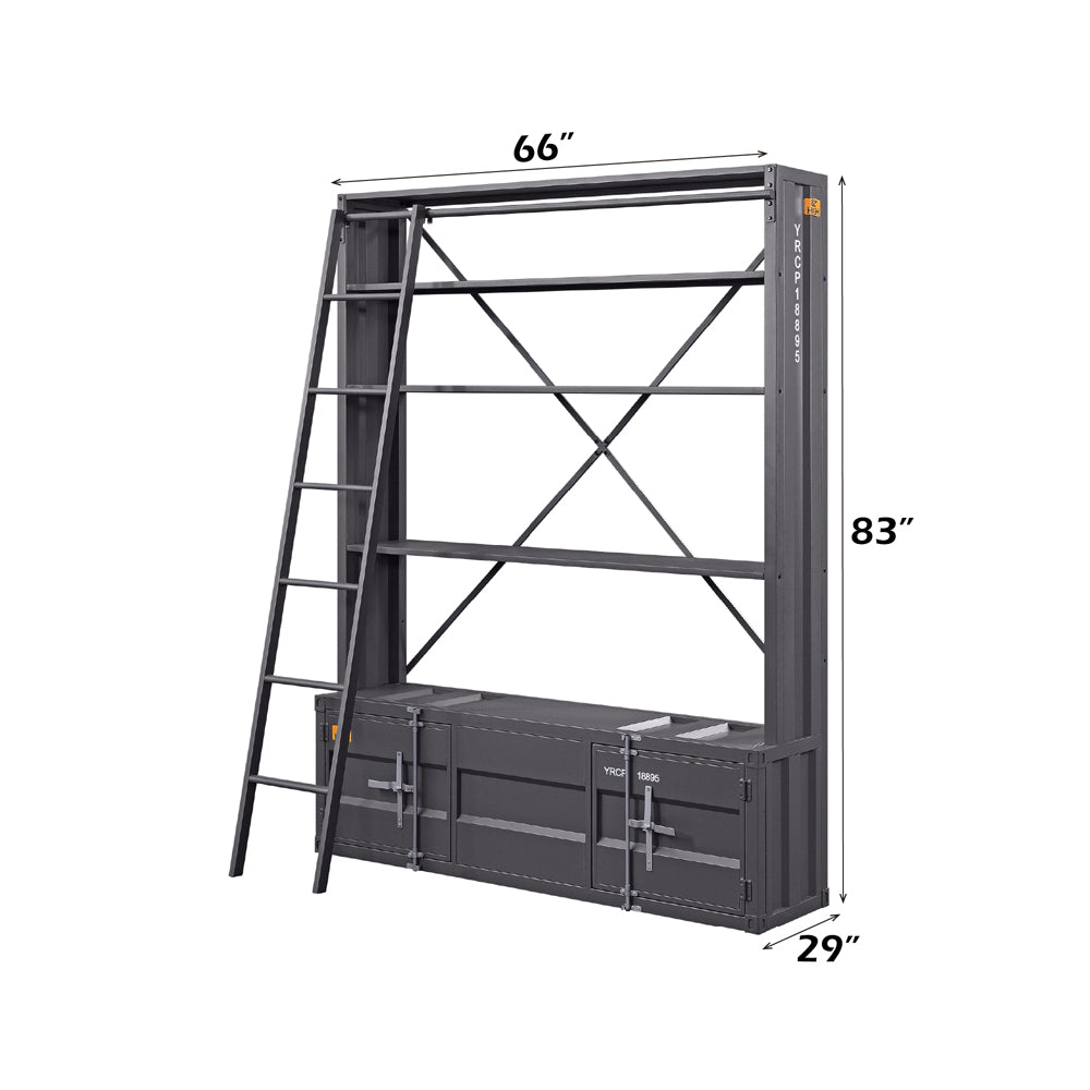 Cargo Gunmetal Bookshelf & Ladder - Ornate Home