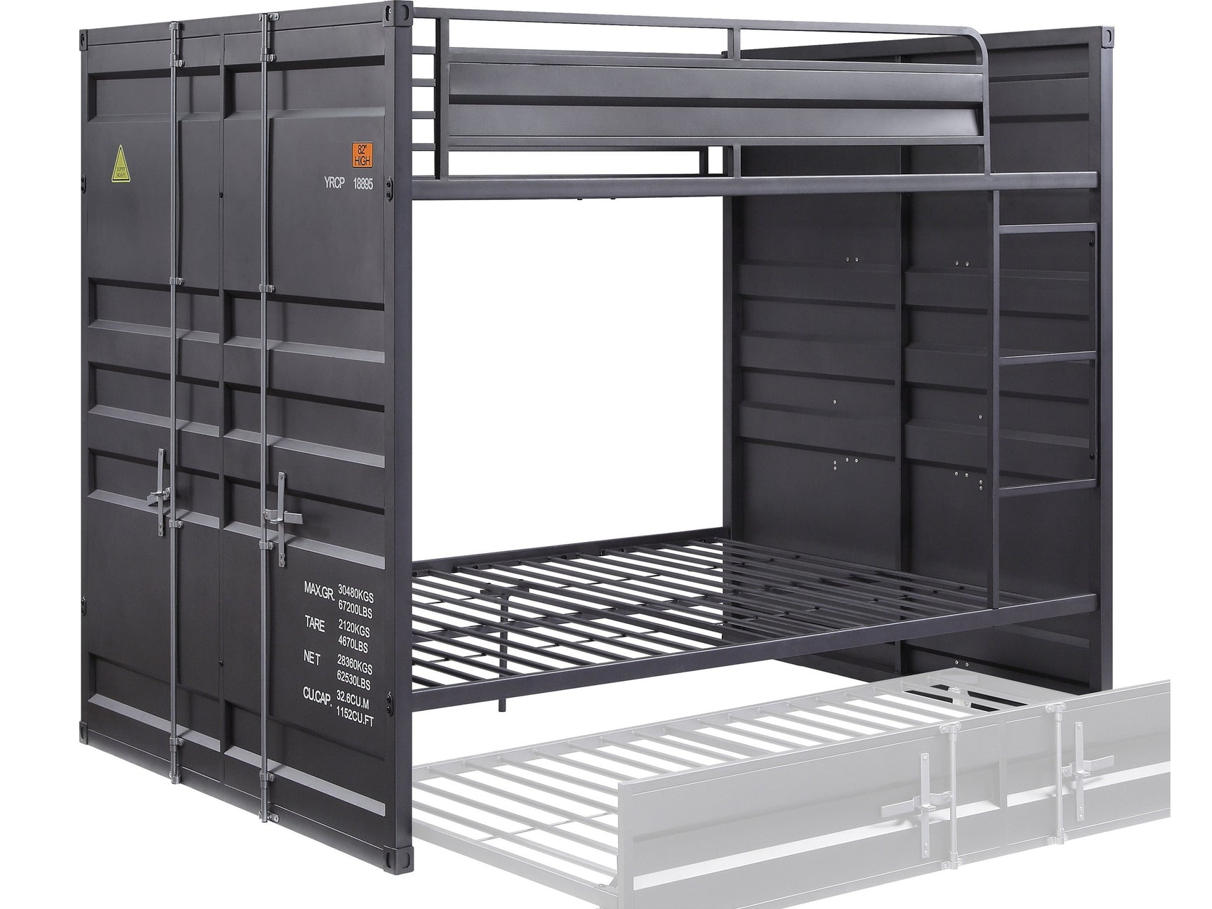 Cargo Gunmetal Bunk Bed (Full/Full) - Ornate Home
