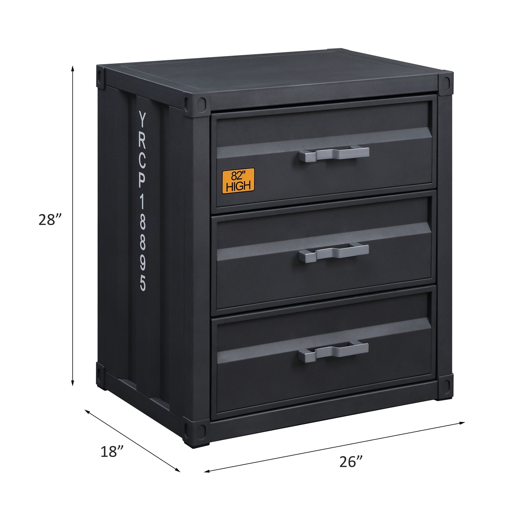 Cargo Gunmetal Chest W/3 Drawers - Ornate Home