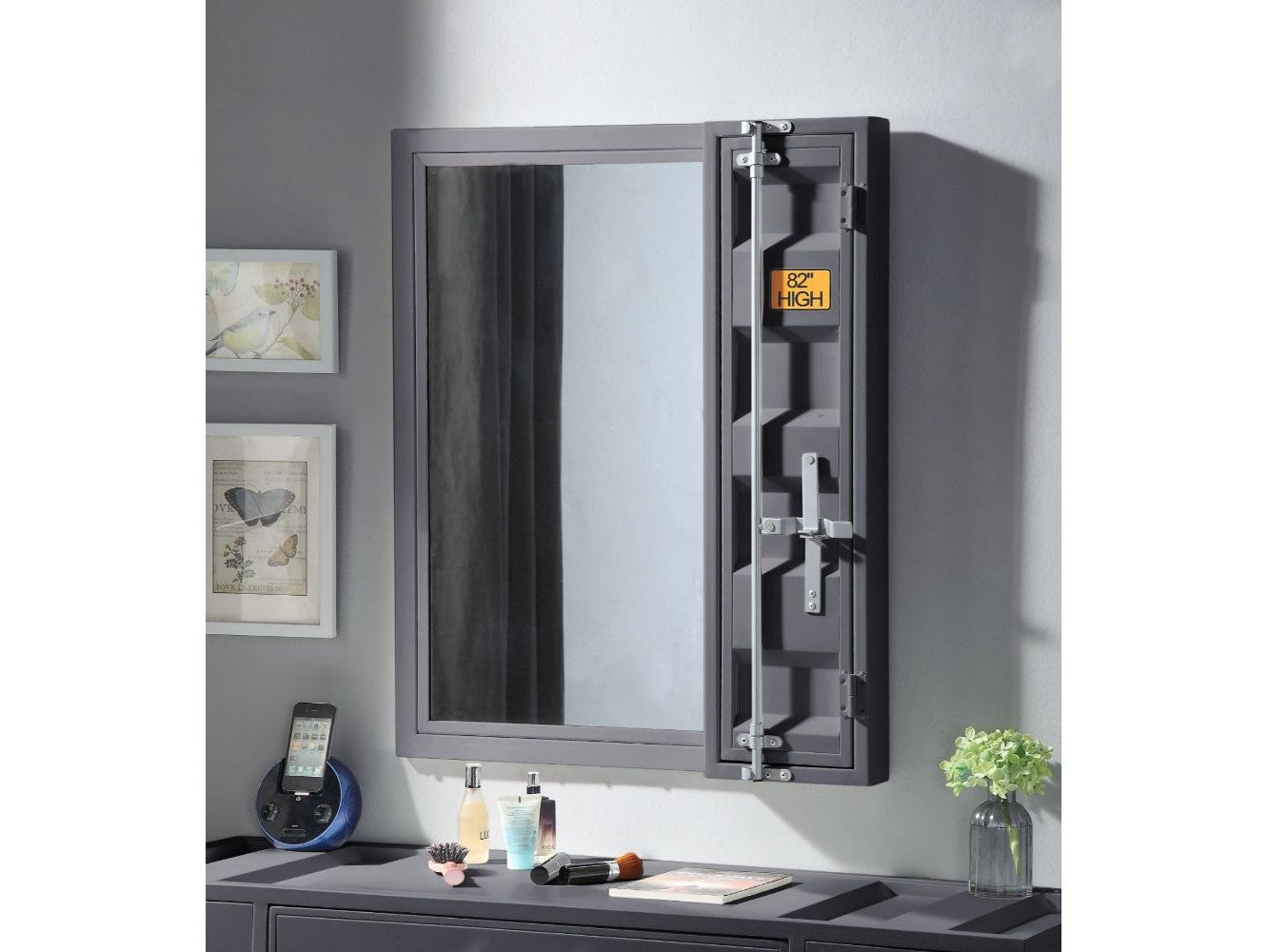 Cargo Gunmetal Vanity Mirror - Ornate Home