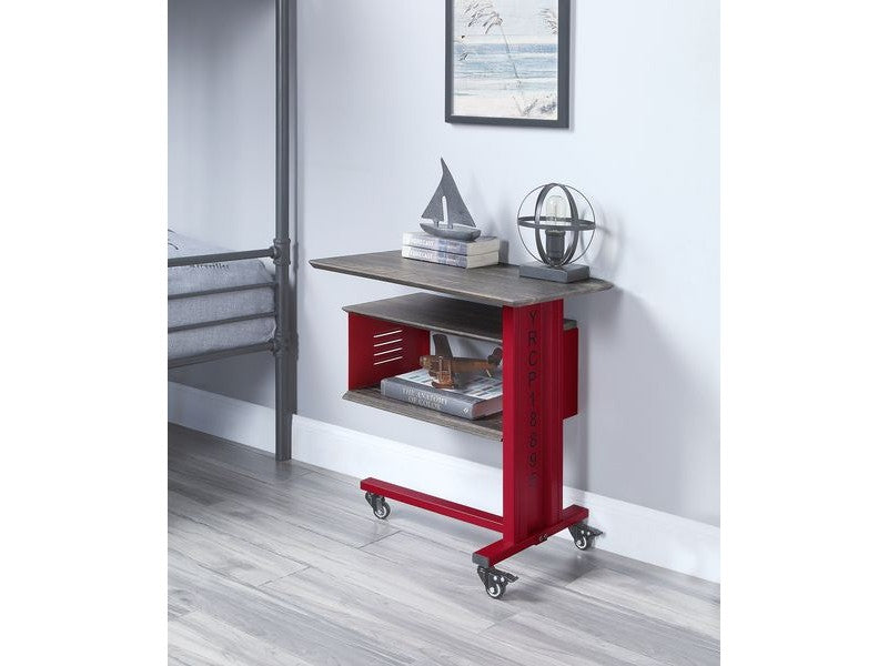 Cargo Red Accent Table W/Wall Shelf - Ornate Home