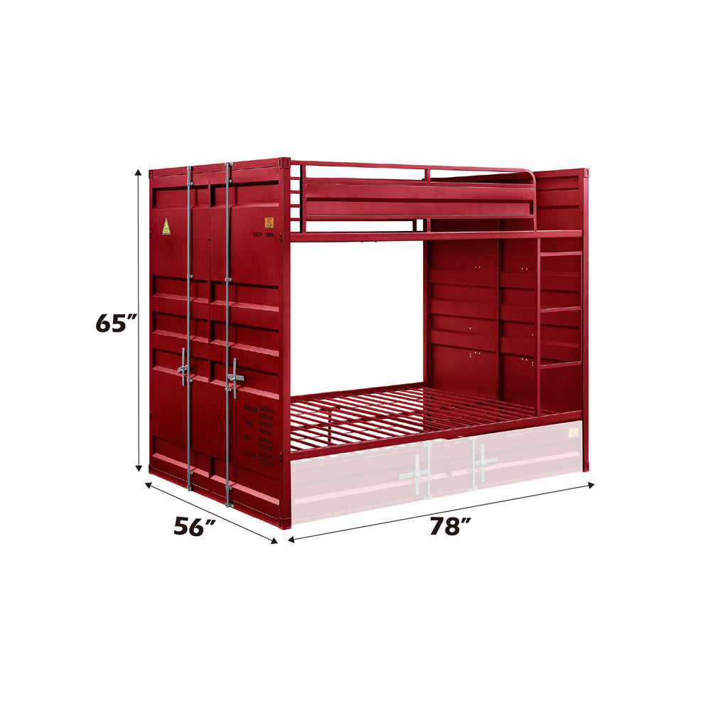 Cargo Red Bunk Bed (Full/Full) - Ornate Home