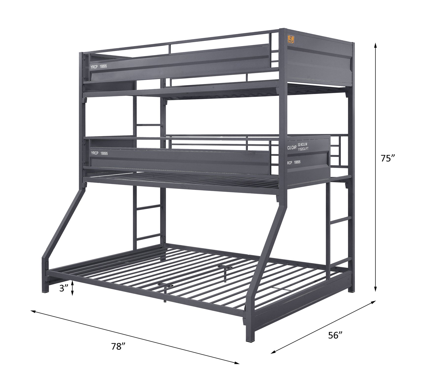 Cargo Twin/Twin/Full Triple Bunk Bed - Ornate Home