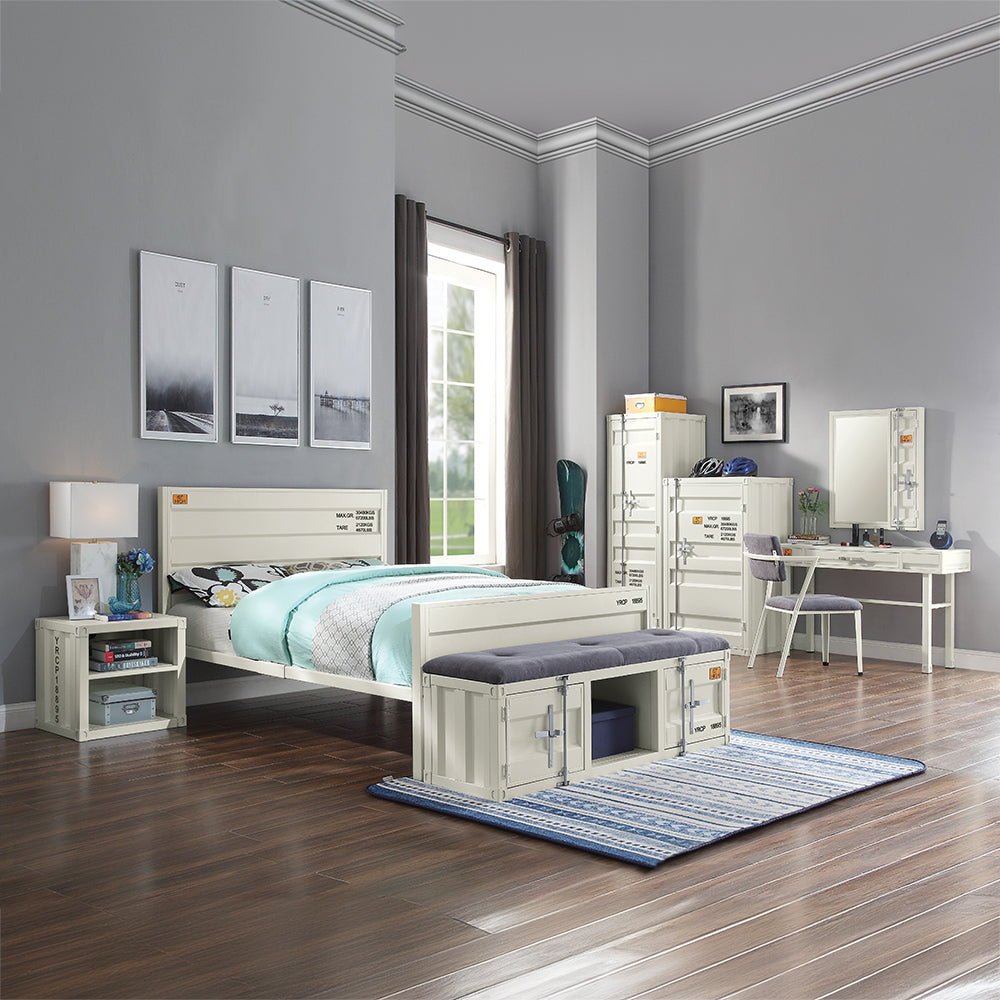 Cargo White Nightstand (USB) - Ornate Home