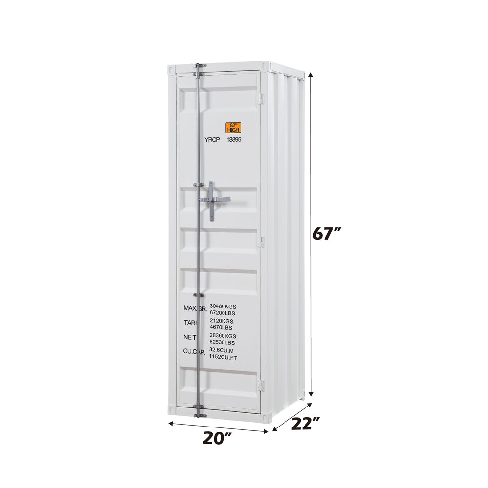 Cargo White Wardrobe (Single Door) - Ornate Home