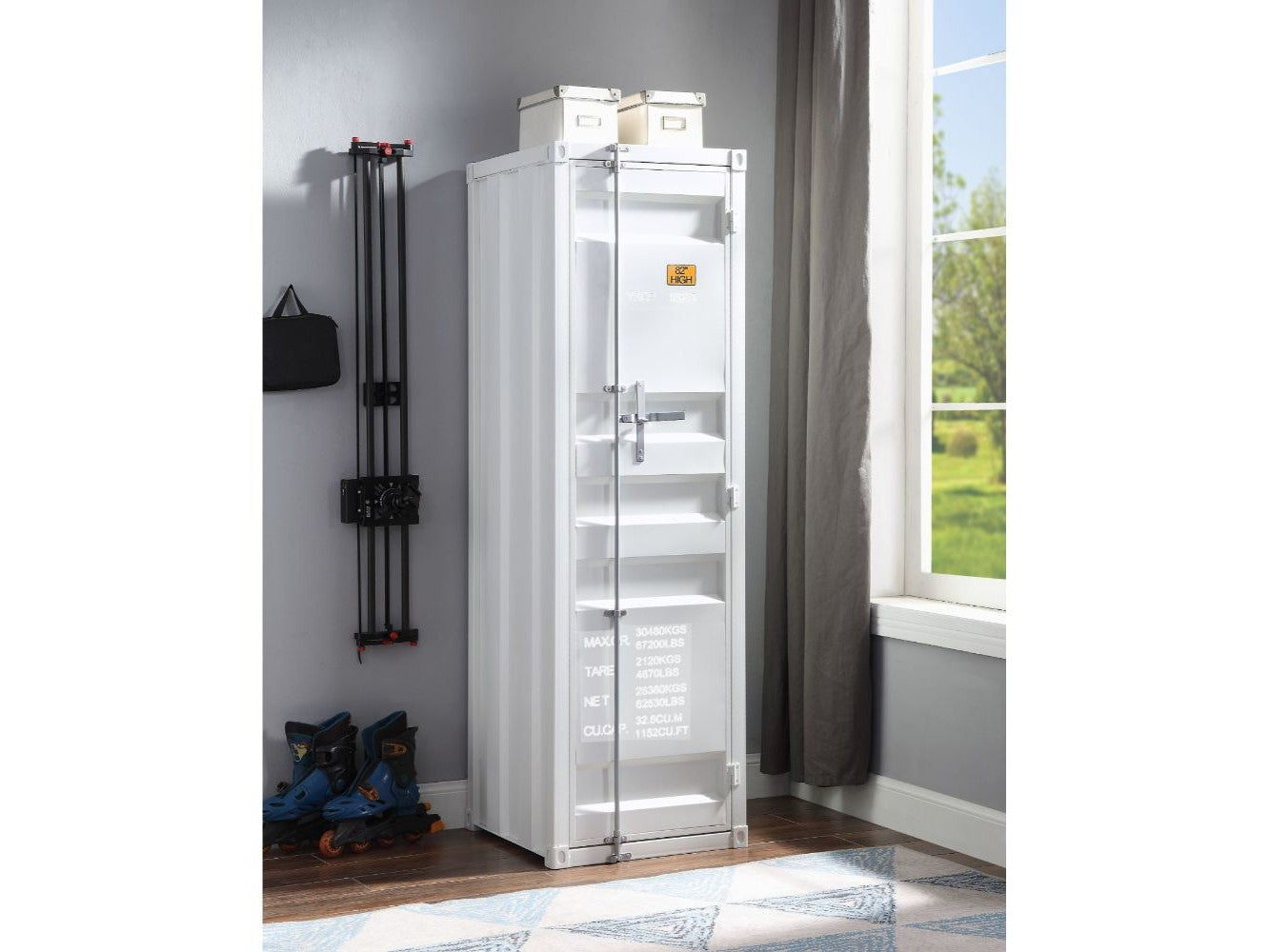 Cargo White Wardrobe (Single Door) - Ornate Home