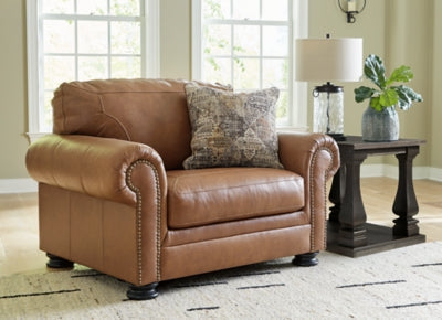 Carianna Caramel Oversized Chair and Ottoman - Ornate Home