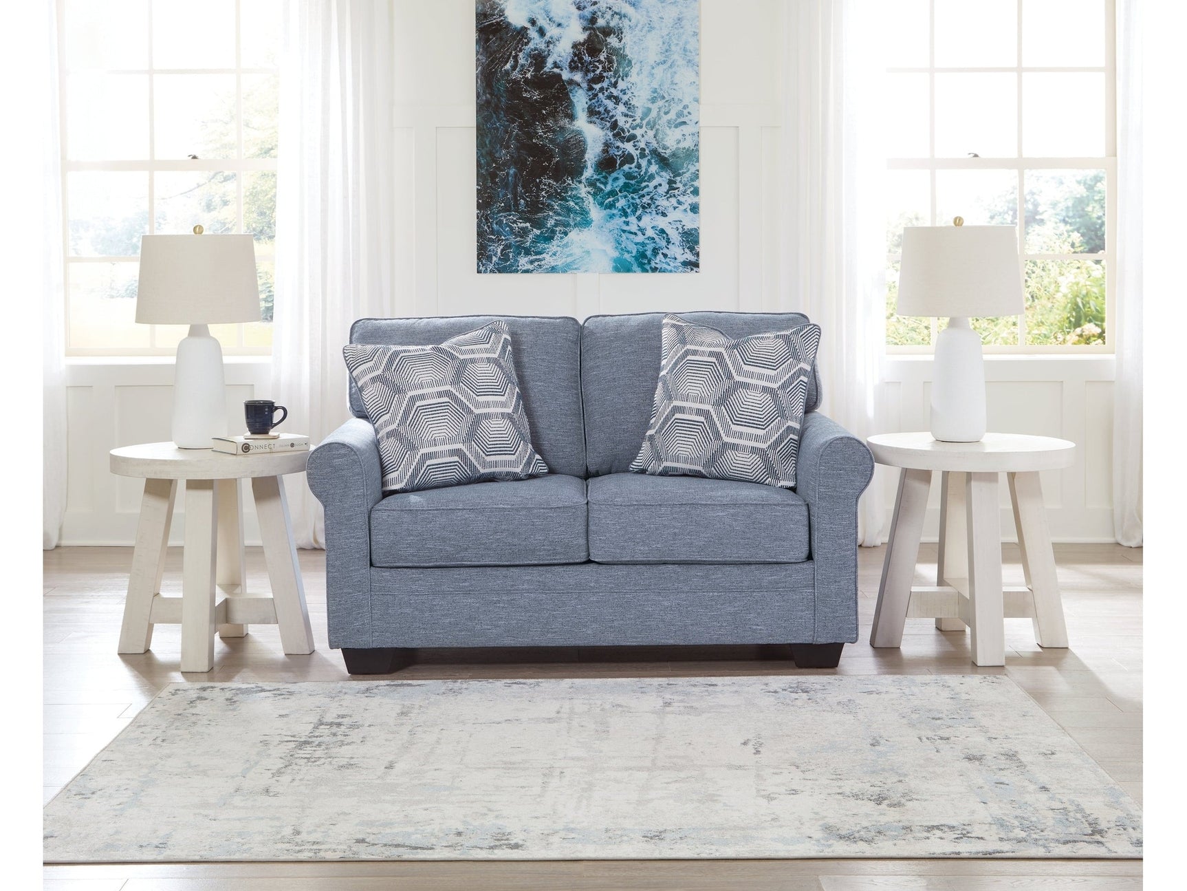 Carissa Manor Denim Loveseat - Ornate Home