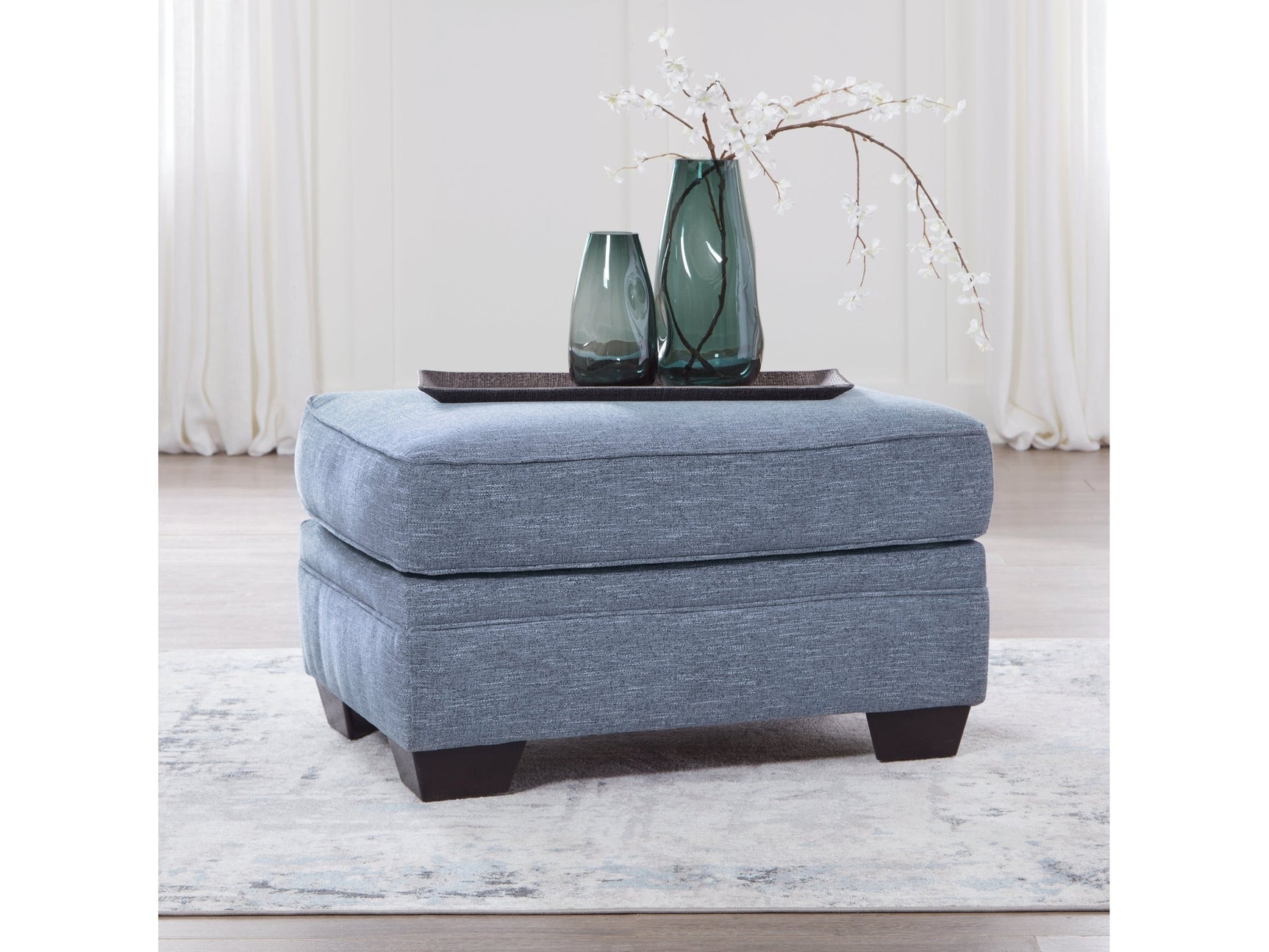 Carissa Manor Denim Ottoman - Ornate Home