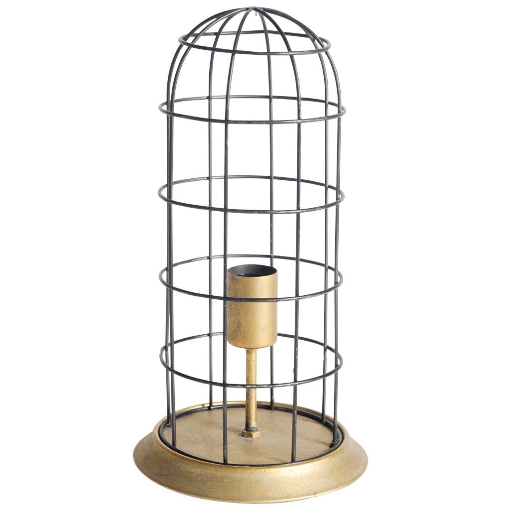 Carkner Gunmetal Gray Cylindrical Metal Cage Table Lamp - Ornate Home