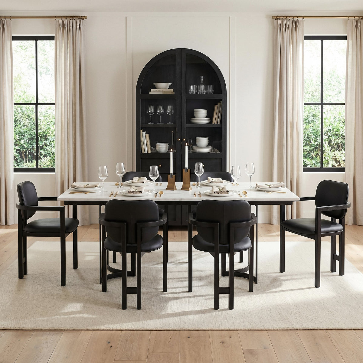 Carlisle Black Curved Back Dining Arm Chair