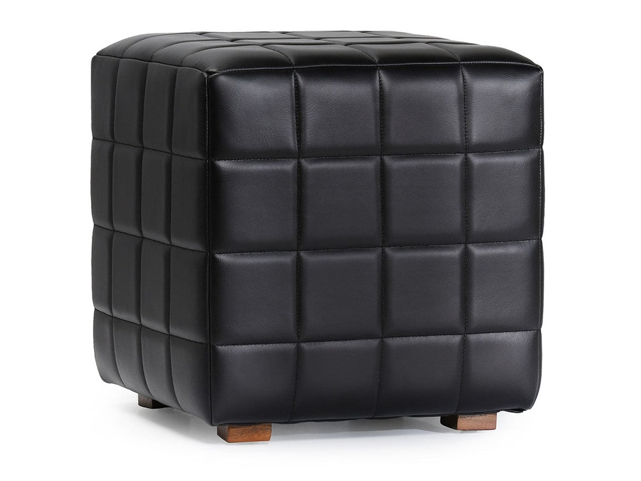 Carlo Black Leather Square Ottoman - Ornate Home