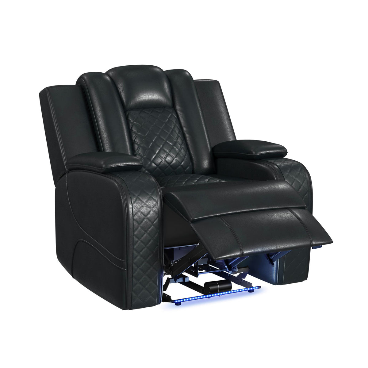 Carlo Pebble Black Power Motion Recliner with Power Headrest, LED - Ornate Home