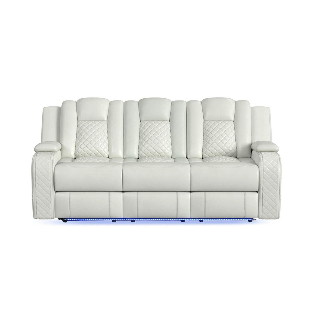 Carlo Pebble Oyster Power Motion Sofa with Power Headrest, Dropdown Table, Power Strip, LED and Reading Light - Ornate Home