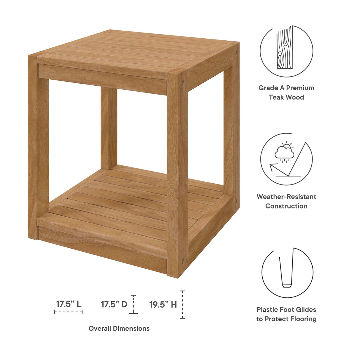 Carlsbad Natural/Navy 3-Piece Teak Wood Outdoor Patio Set - 50.5x66" - Ornate Home