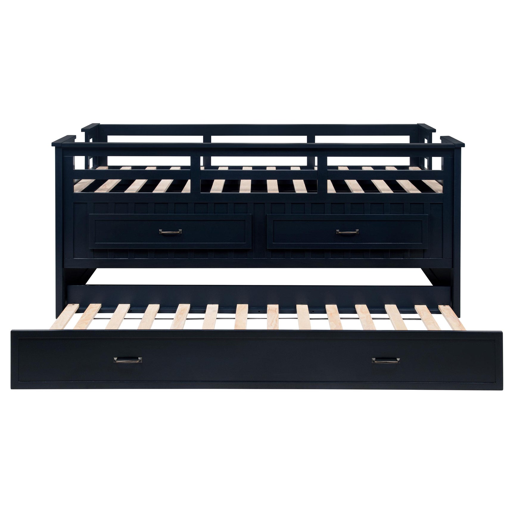 Carlsbad Navy Blue Wood Twin Captains Bed With Trundle - Ornate Home