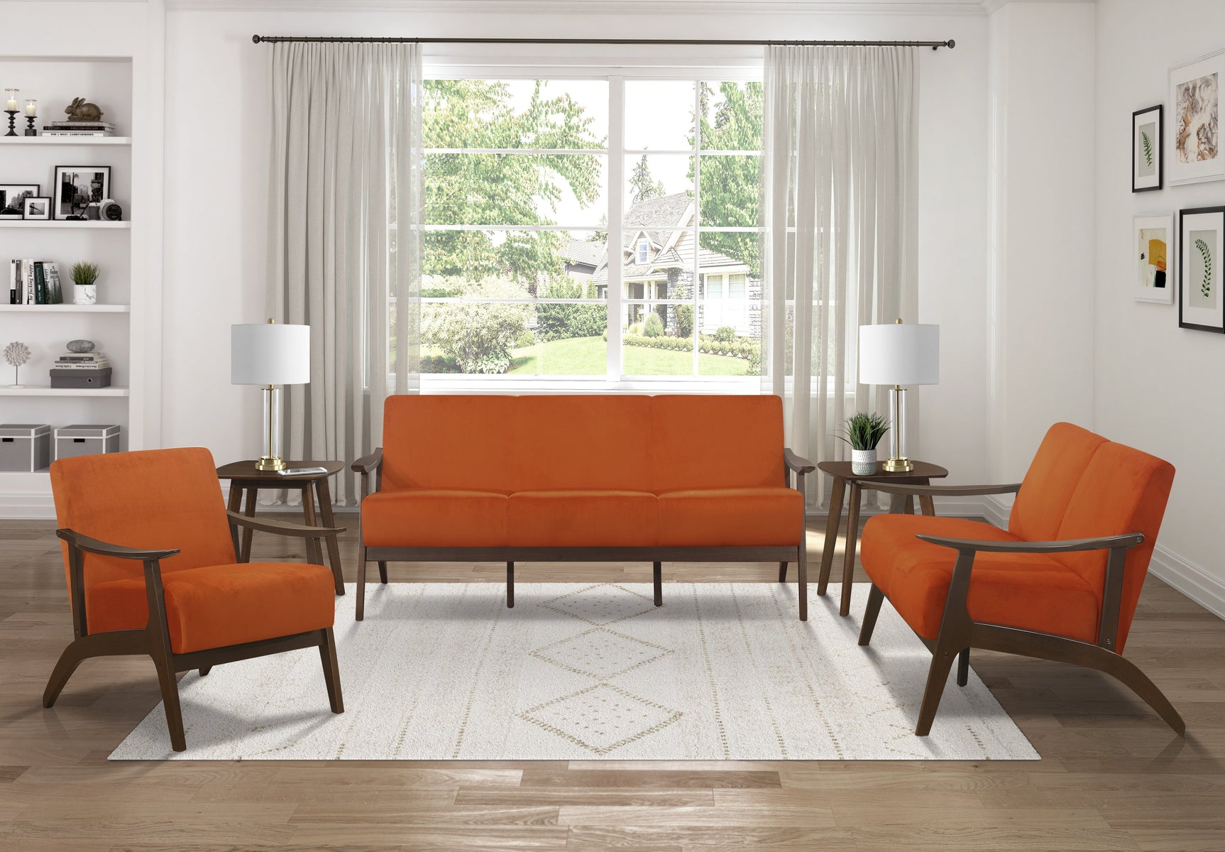 Carlson Orange Loveseat - Ornate Home