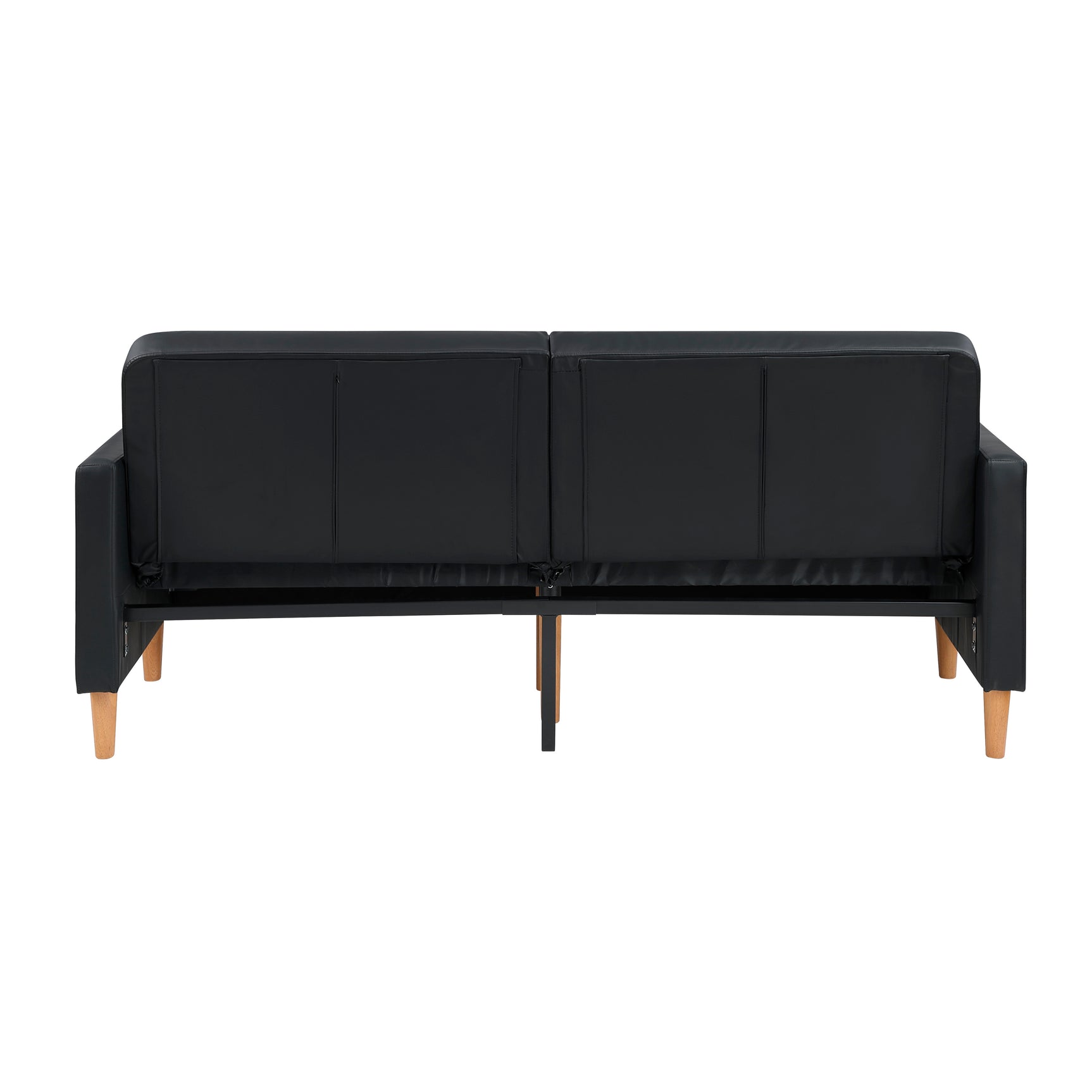 Carlton Black Faux Leather Futon Sofa - Ornate Home