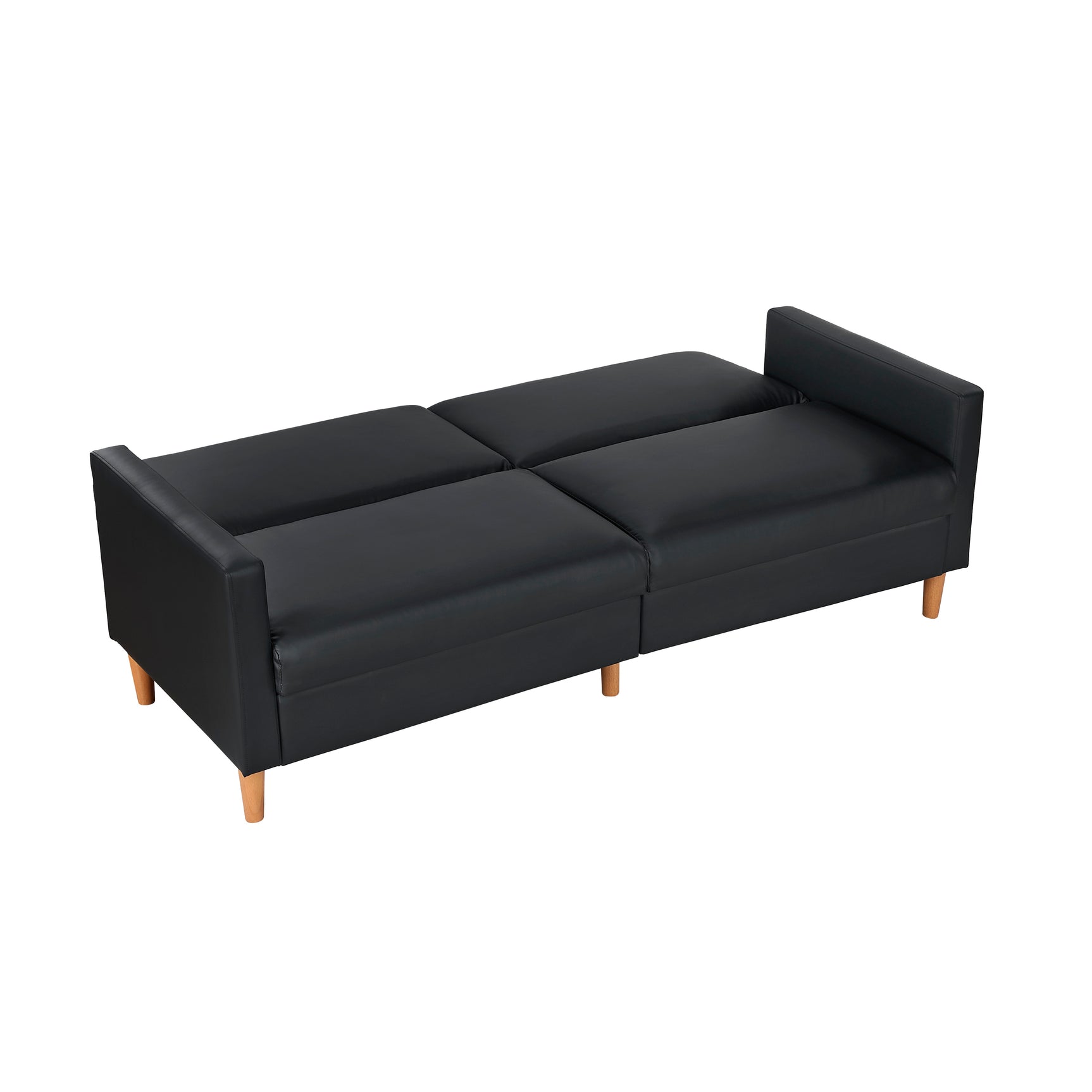 Carlton Black Faux Leather Futon Sofa - Ornate Home