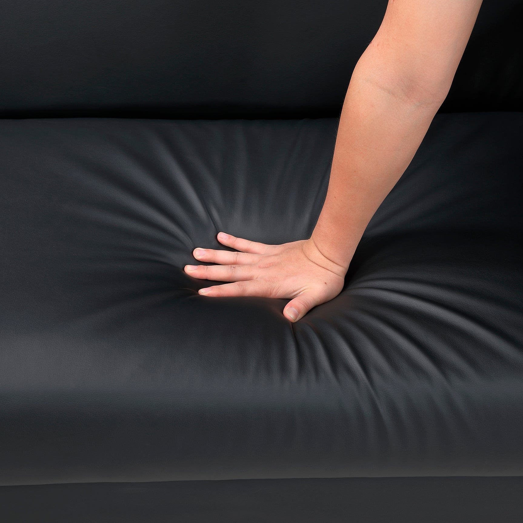 Carlton Black Faux Leather Futon Sofa - Ornate Home