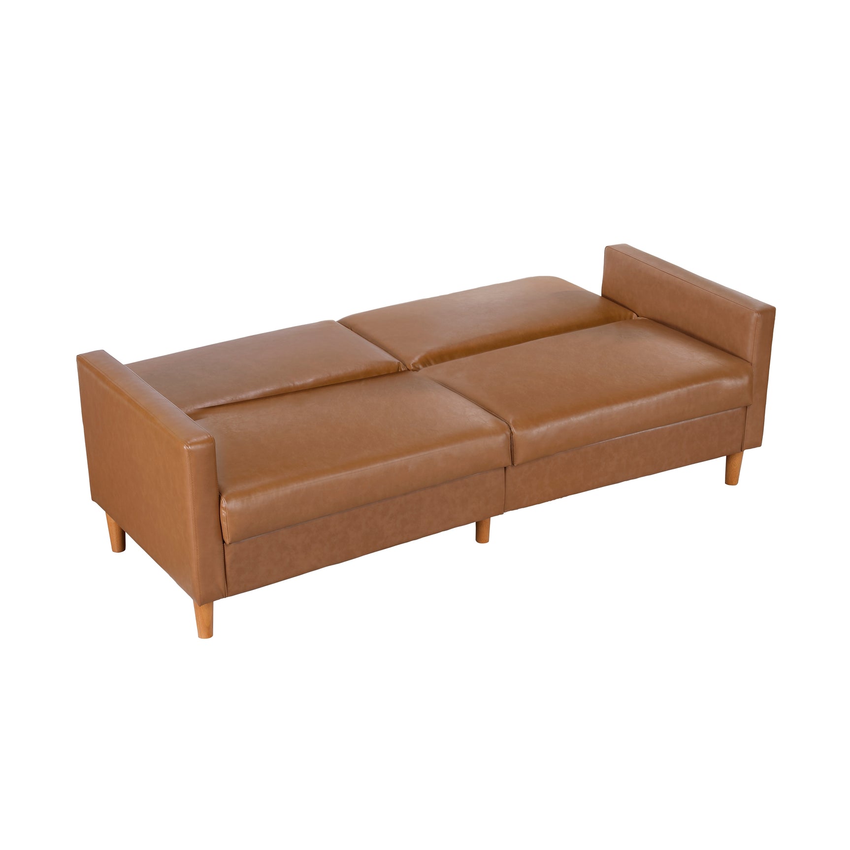 Carlton Camel Faux Leather Futon Sofa - Ornate Home