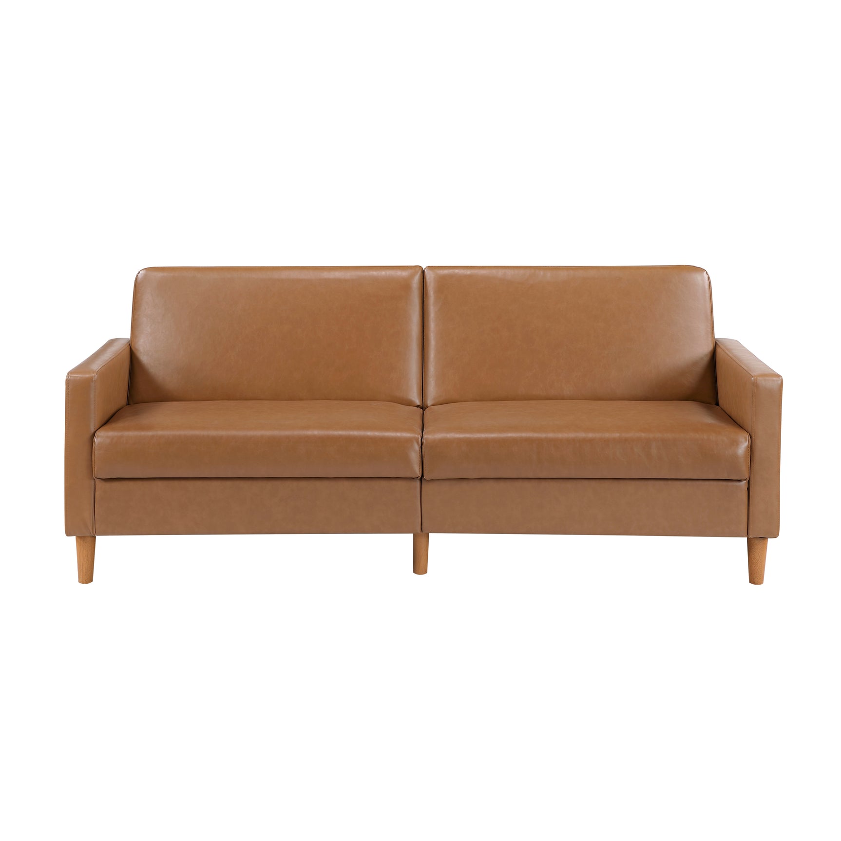 Carlton Camel Faux Leather Futon Sofa - Ornate Home