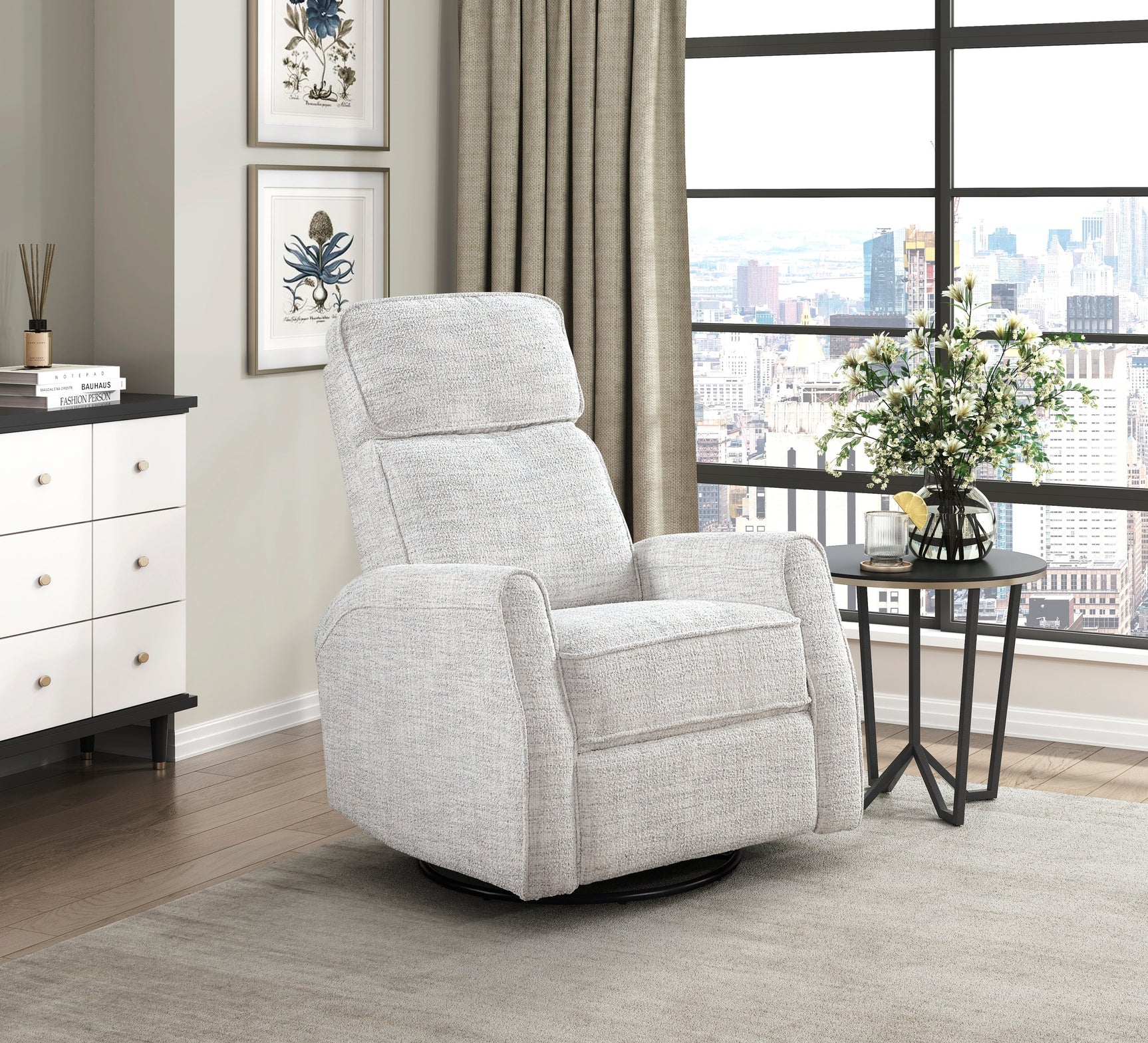 Carly Quartz Swivel Glider Reclining Chair - Ornate Home