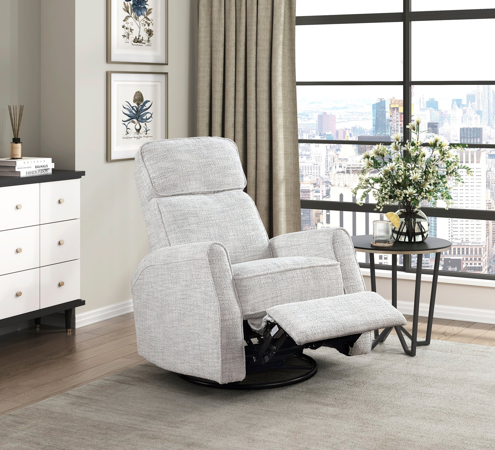 Carly Quartz Swivel Glider Reclining Chair - Ornate Home
