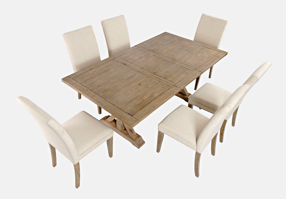 Carlyle Crossing Beige/Brown Ext Dining Table w/ 6 Uph Chairs - Ornate Home