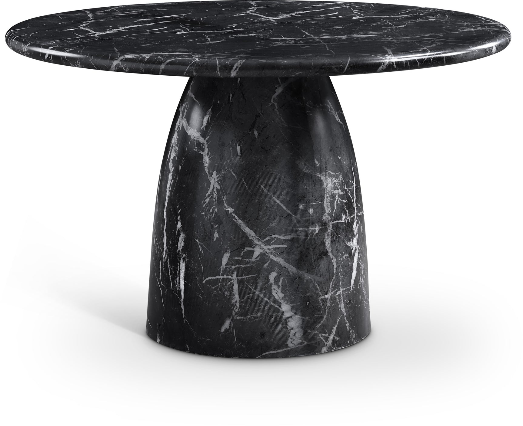 Carmel Black 48.5" Marble Finish Concrete Indoor / Outdoor Dining Table - Ornate Home