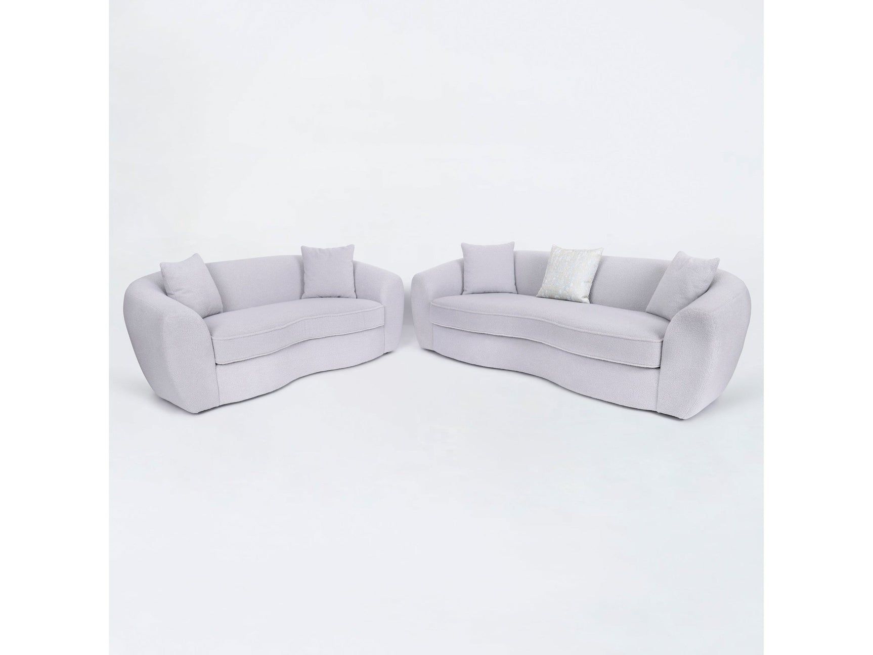 Carmel Silver Bouclé Living Room Set / 2pc - Ornate Home