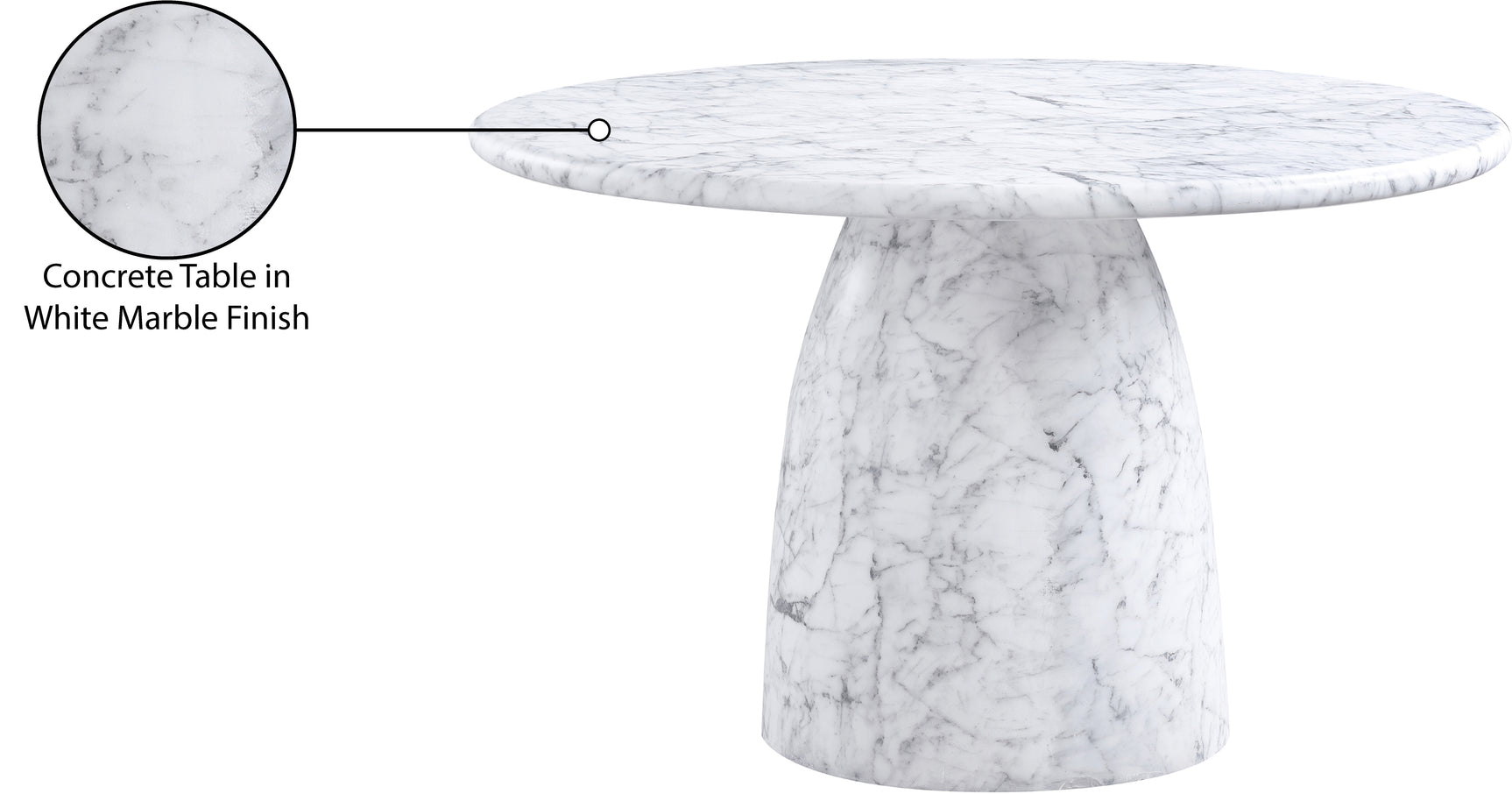 Carmel White 48.5" Marble Finish Concrete Indoor / Outdoor Dining Table - Ornate Home