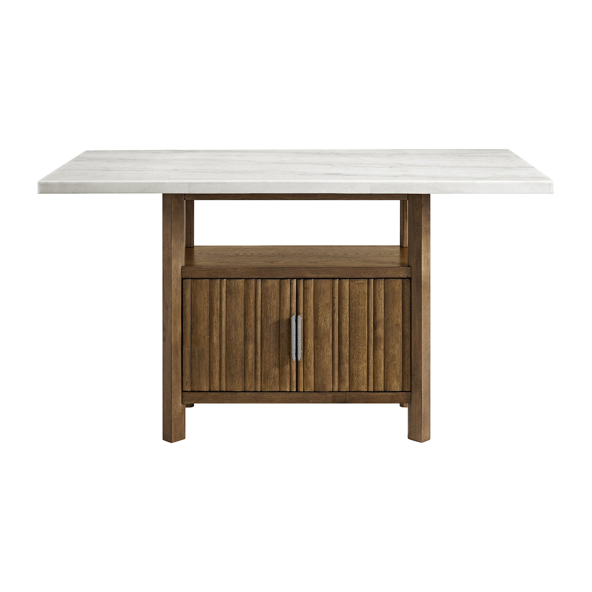 Carmela Brown/White Rectangular Counter Table with Marble Top - Ornate Home