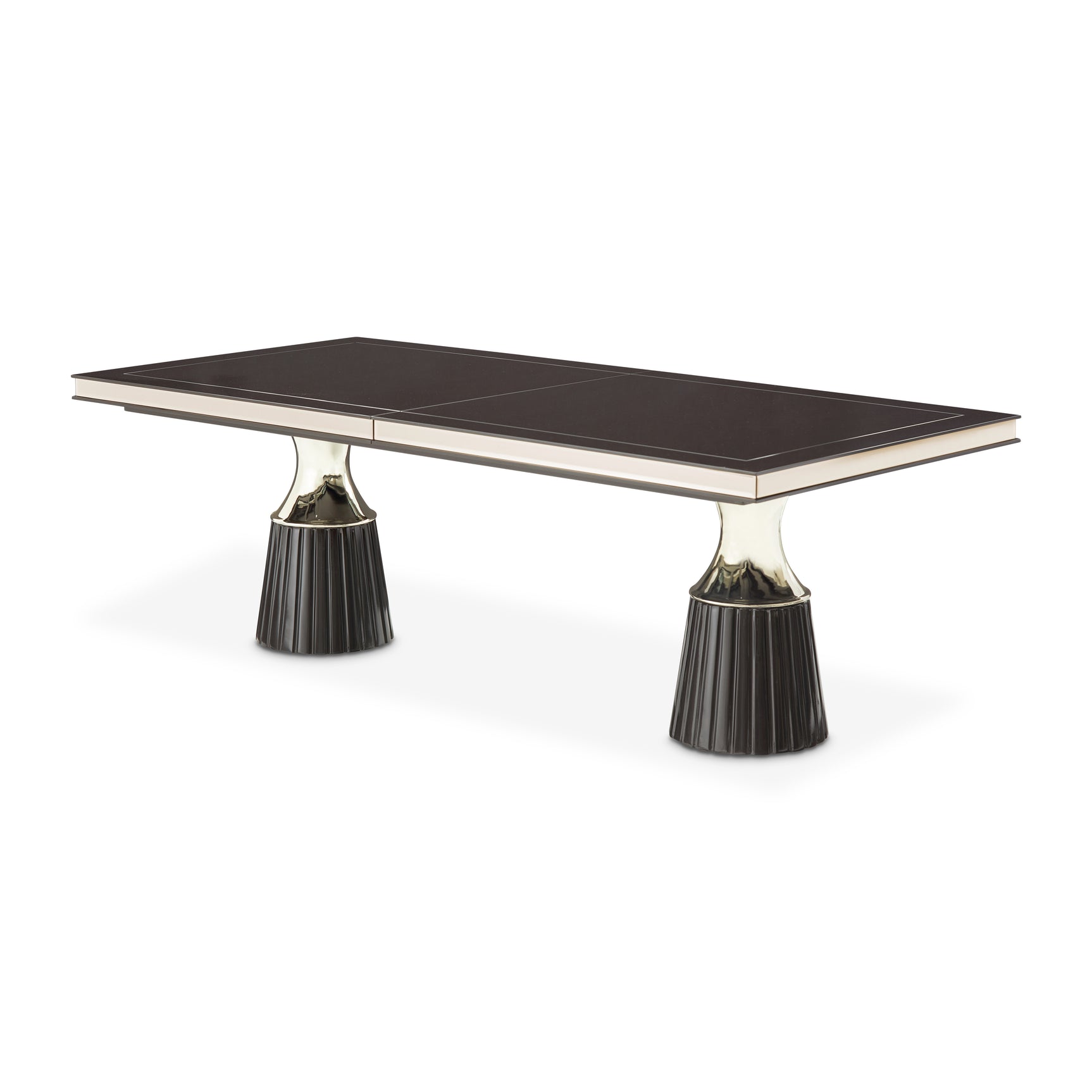 Carmela Charcoal Sand Double Pedestal Dining Table - Ornate Home