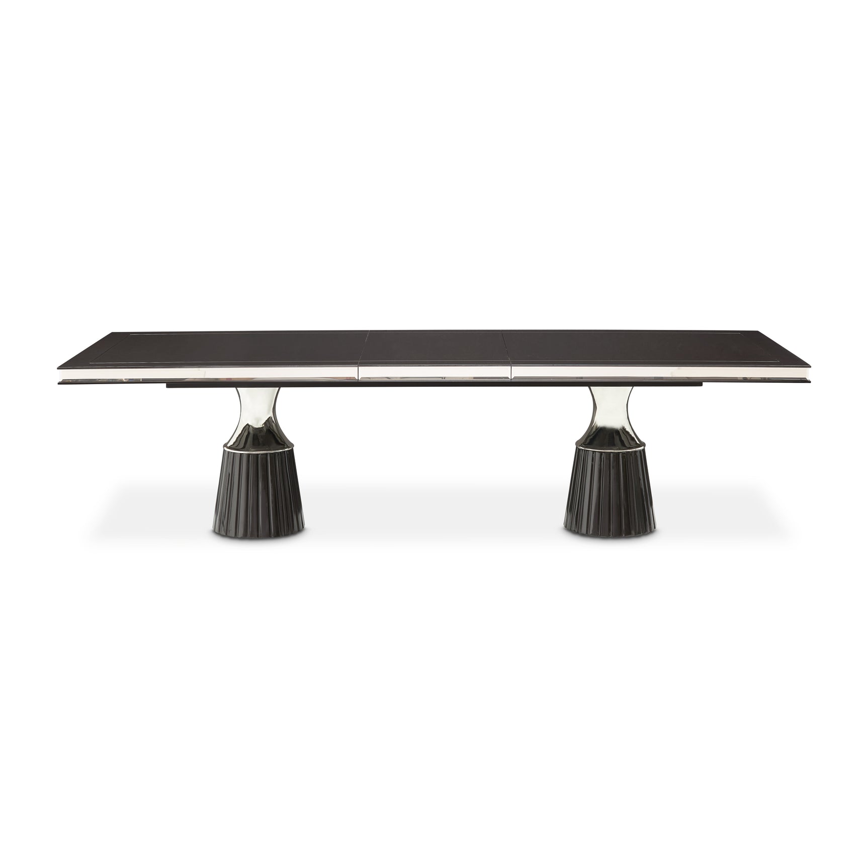 Carmela Charcoal Sand Double Pedestal Dining Table - Ornate Home