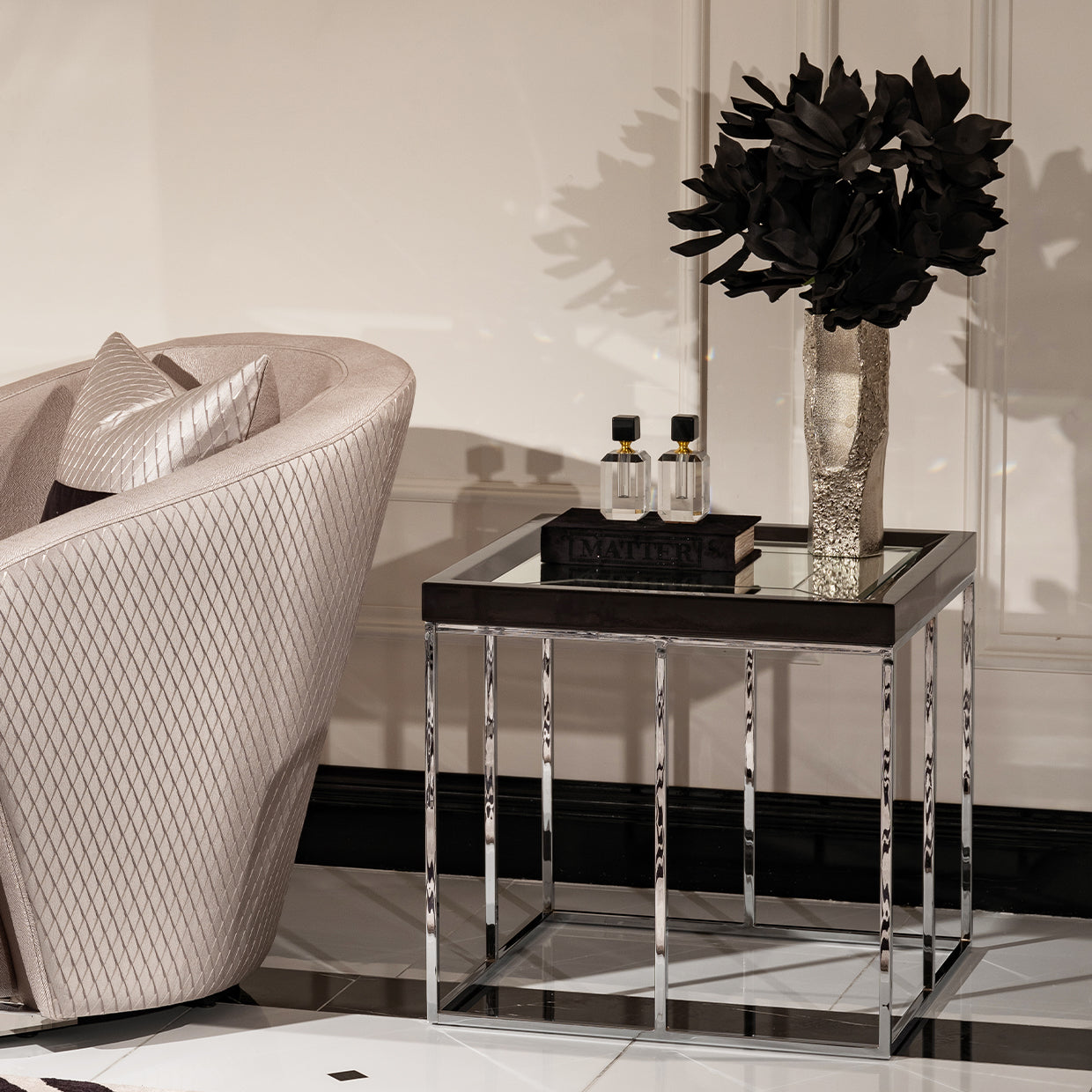 Carmela Charcoal Sand End Table - Ornate Home