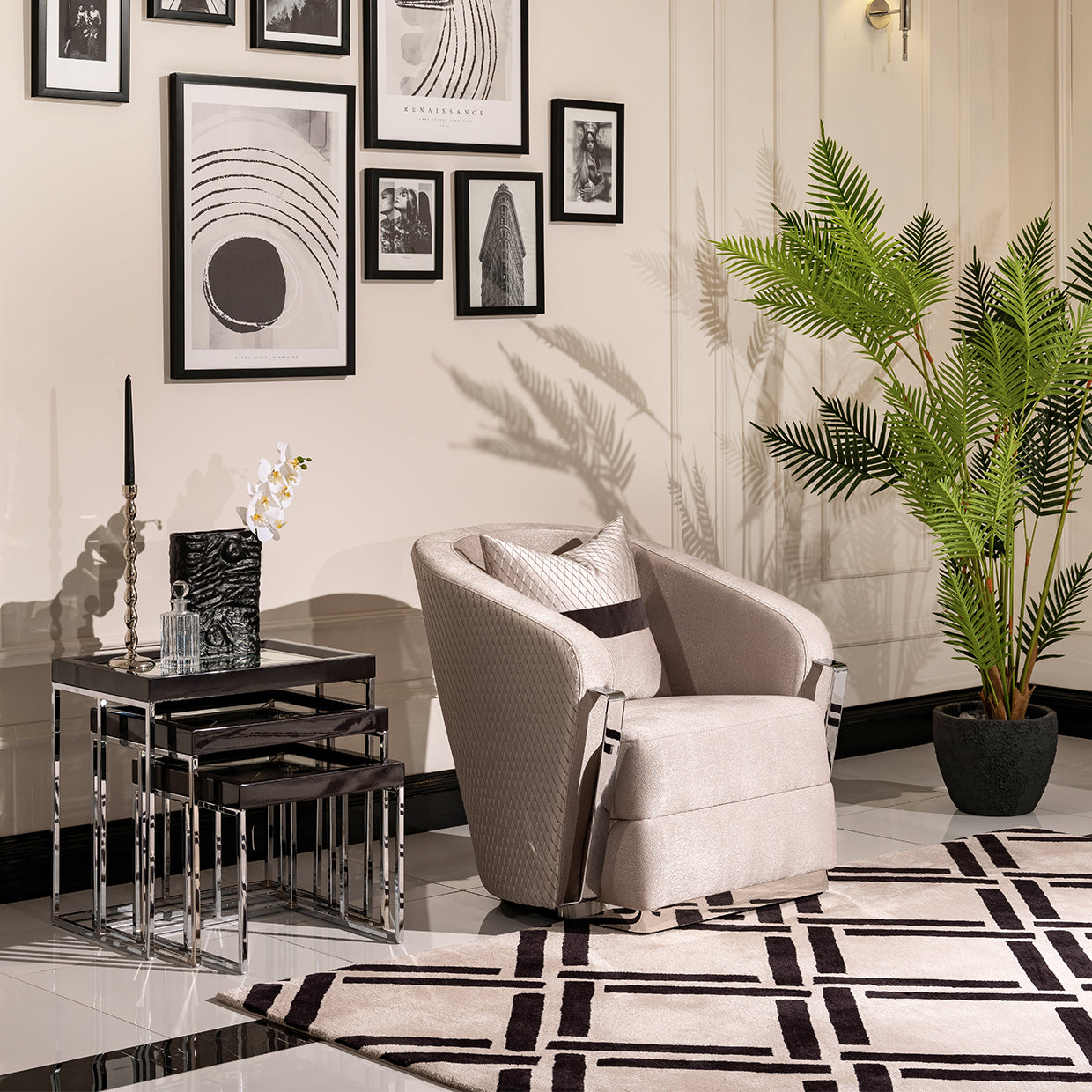 Carmela Charcoal Sand Nesting Tables (Set of 3) - Ornate Home