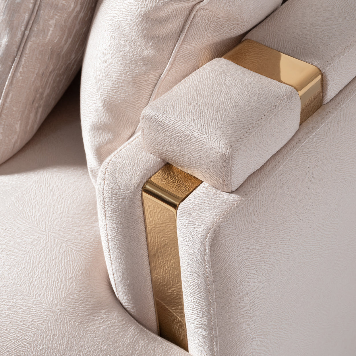 Carmela Gold/Almond Mansion Sofa - Ornate Home