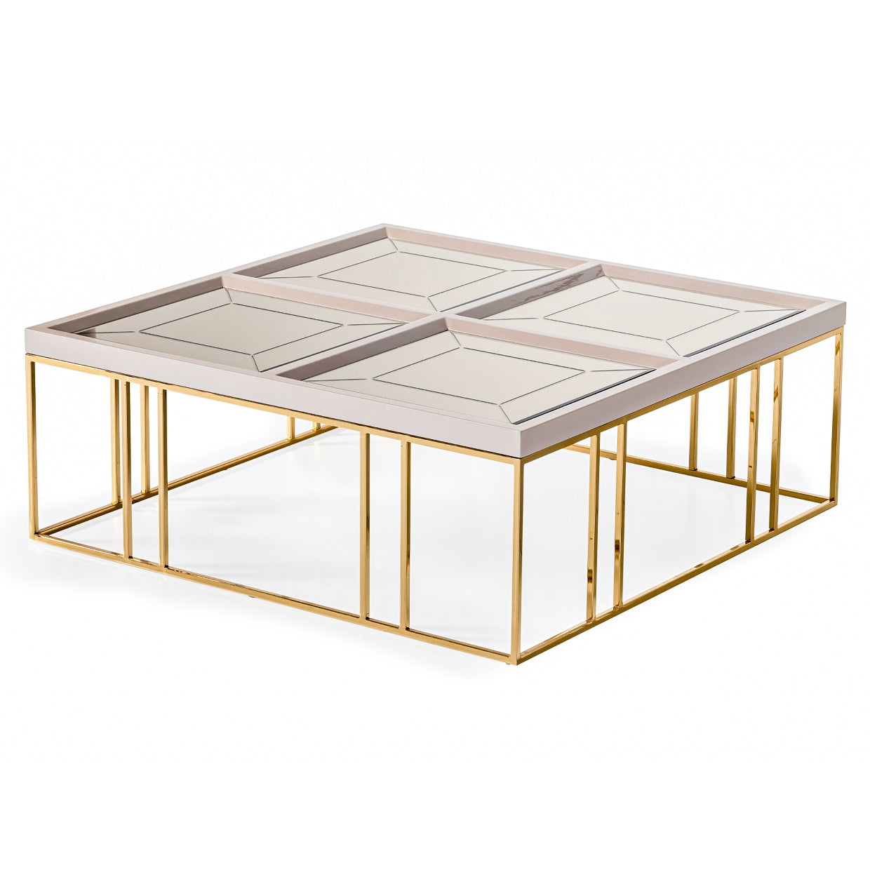 Carmela Shimmer Ivory Cocktail Table - Ornate Home