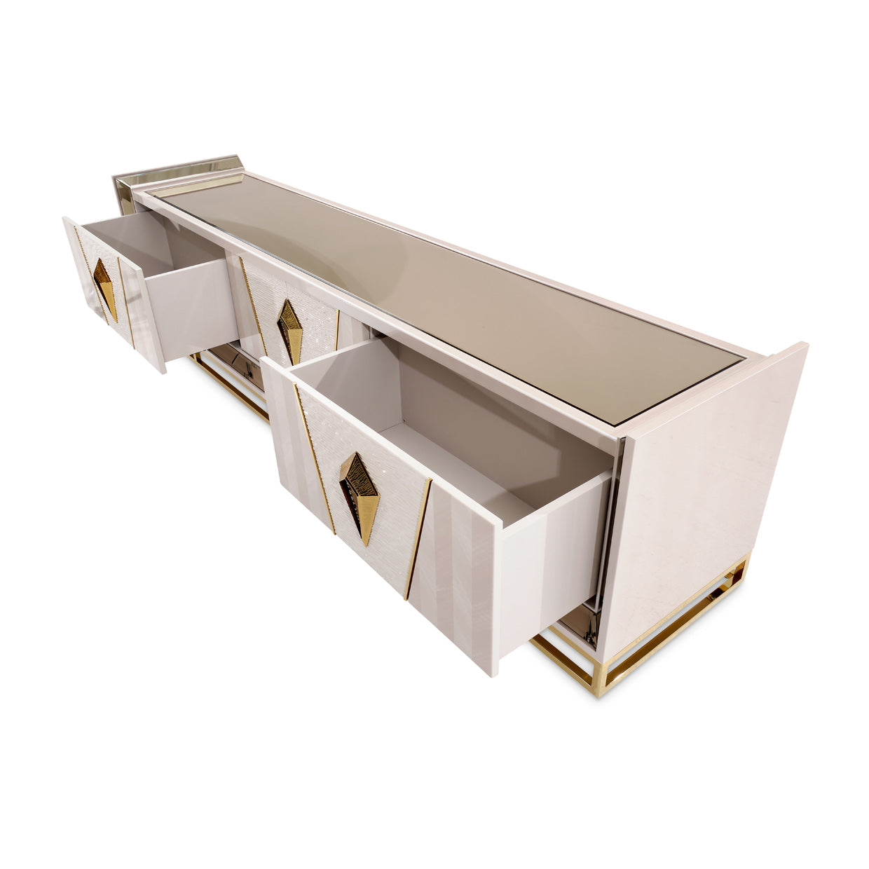 Carmela Shimmer Ivory Media Cabinet - Ornate Home